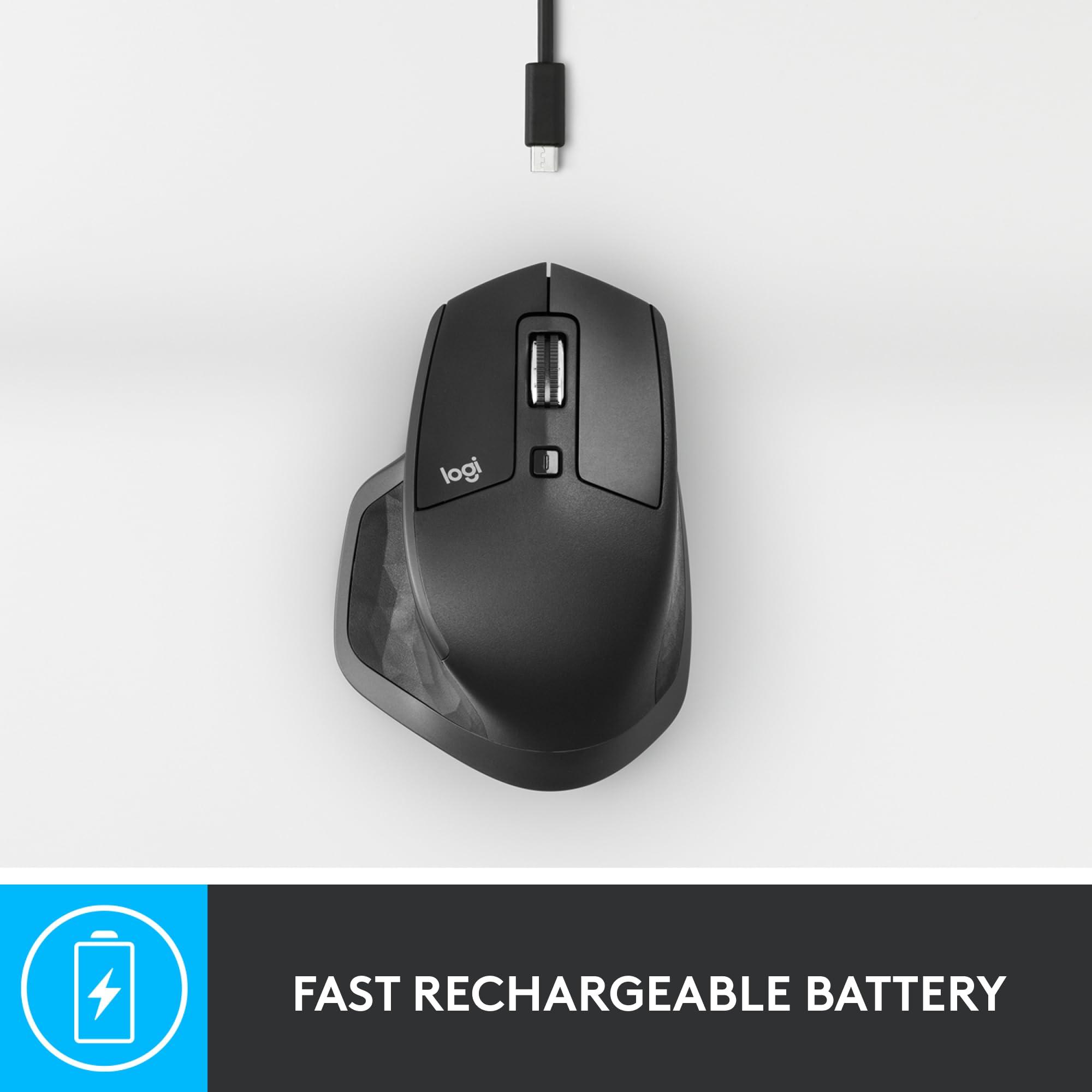 Logitech MX Master 2S Bluetooth Edition Wireless Mouse – Use on Any Surface, Hyper-Fast Scrolling, Ergonomic, Rechargeable, Control Up to 3 Apple Mac and Windows Computers - Graphite - Image 7