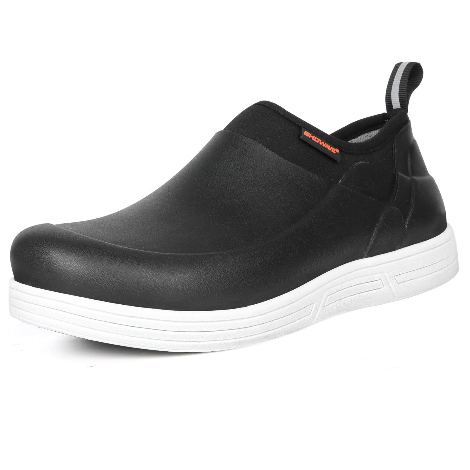 Showave Non Slip Work Shoes for Men Waterproof Oil & Slip Resistant Food Servise Shoes Breathable Comfort Chief Shoe for Nurse Kitchen Restaruant Hospital