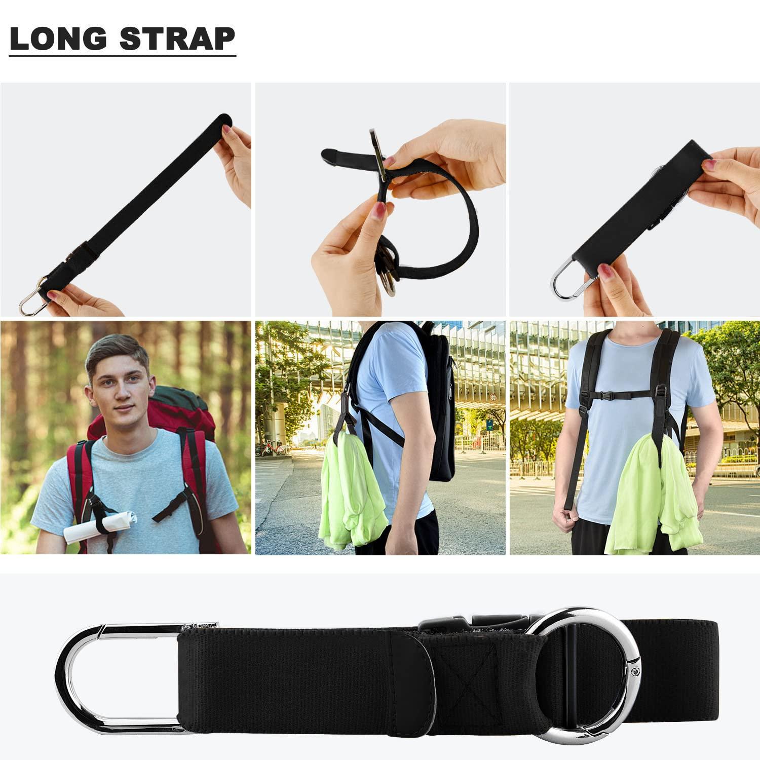 Elastic Jacket Gripper with D-Ring Hook and Buckle, ZINZ D-Ring Hook Baggage Suitcase Straps Belts Travel Accessories, Makes Your Hands Free - Image 3