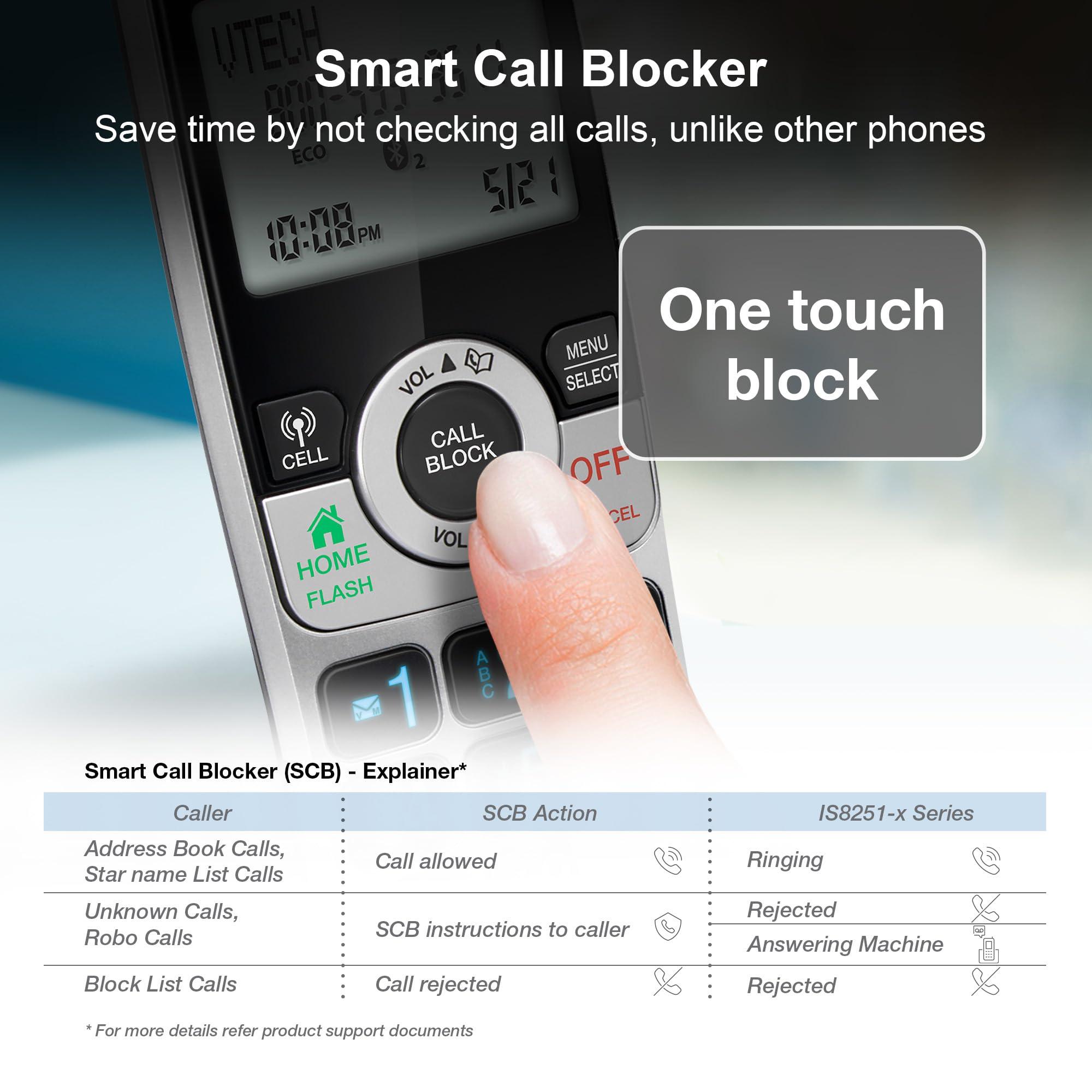 VTech IS8251-3 Business Grade 3-Handset Expandable Cordless Phone for Home Office, 5" Color Display, Programmable Short Cut Keys, Smart Call Blocking, Answering System,Bluetooth Connect to Cell - Image 4