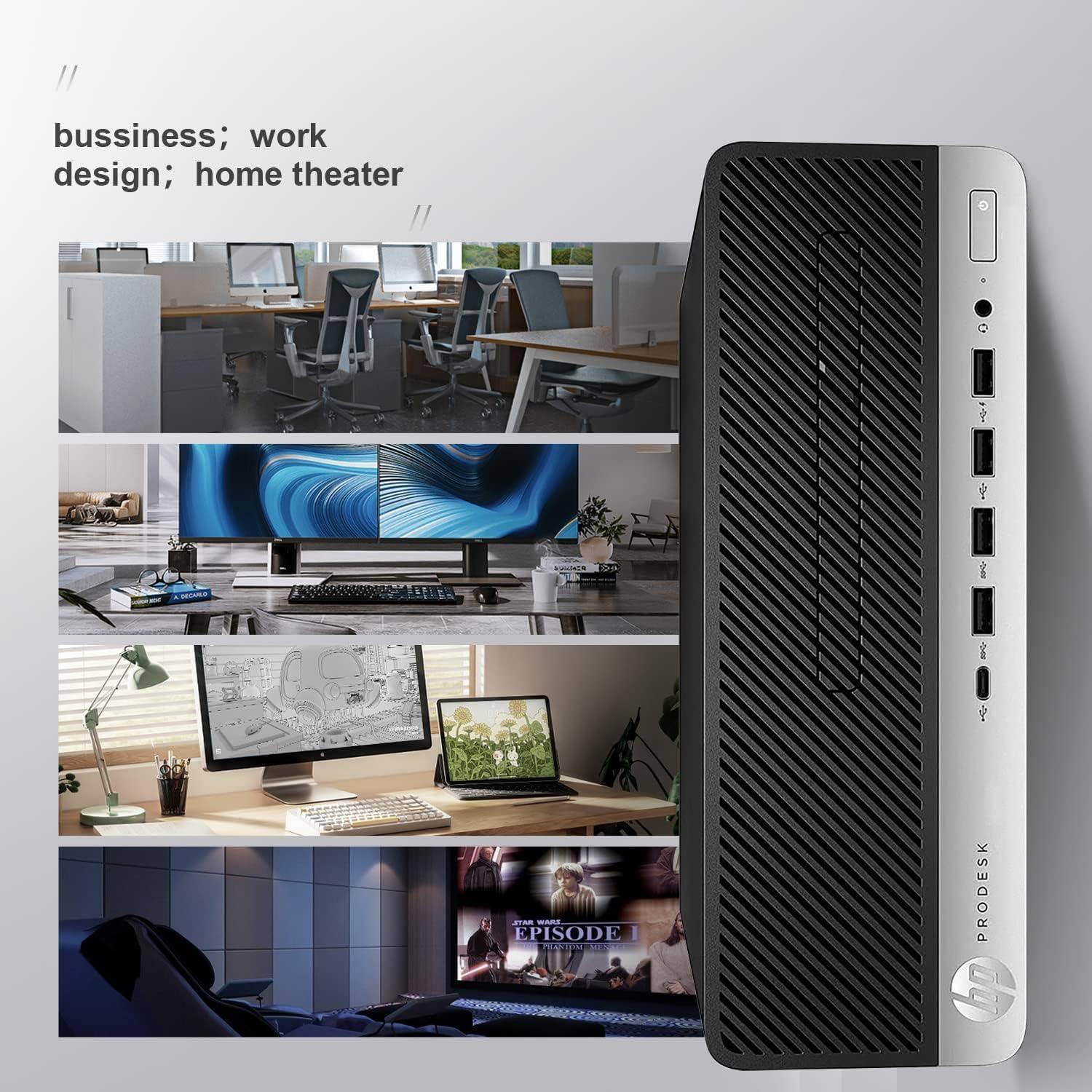 HP ProDesk 600 G3 SFF Desktop Computer with 21.5"" FHD Monitor, Intel Quad Core i5-6500, 16GB DDR4 RAM, 256GB SSD, Type-C, DisplayPort, Keyboard & Mouse, WiFi, BT, Windows 10 Pro (Renewed), Black - Image 2