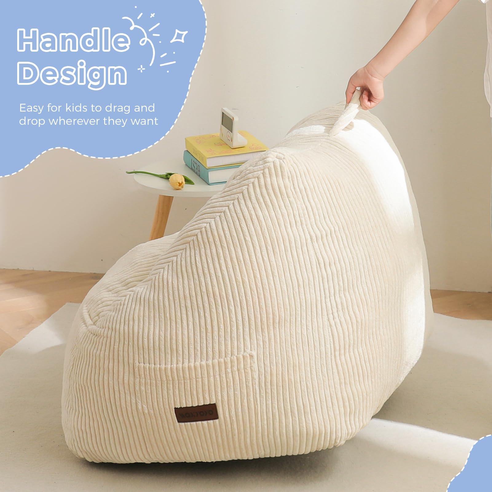 MAXYOYO Kids Bean Bag Chair, Bean Bag Couch with Handle, Comfy Toddler Chair for Boys and Girls, Accent Sofa Chair with Pocket for Gaming Reading Relaxing, Beige - Image 6