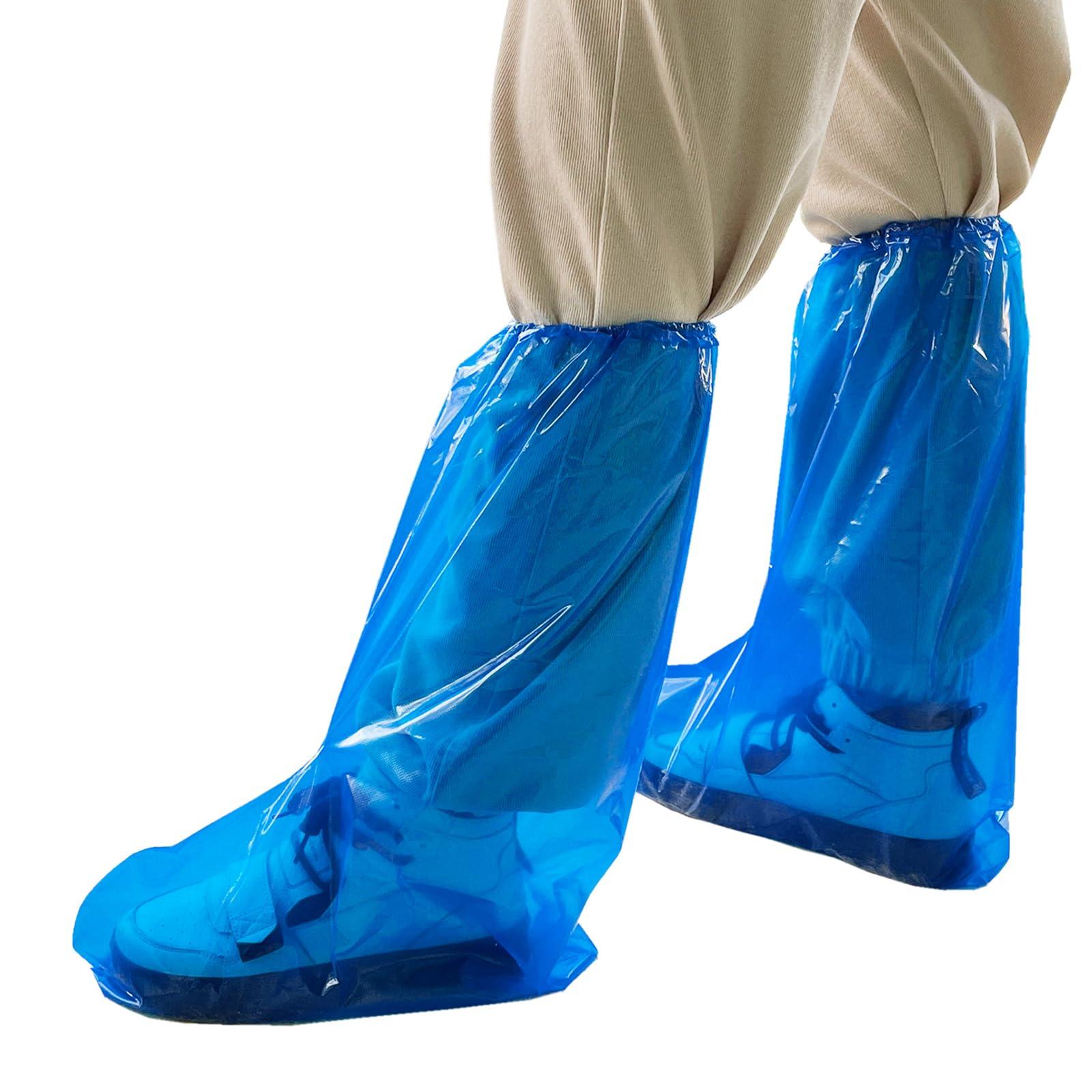 Yuzrbu 50 Pcs (25 Pairs) Disposable Thicken Boot and Shoe Covers 19 inch Tall Extra Large Waterproof Anti-Slip Overshoe