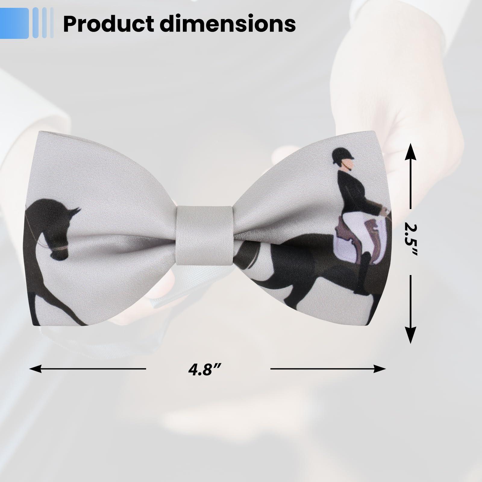 CHEIVEMENG Men's Horse Race Bow Tie Satin Silk Pre-tied Solid Horse Racing Bow Ties for Men with Gift Box - Image 5