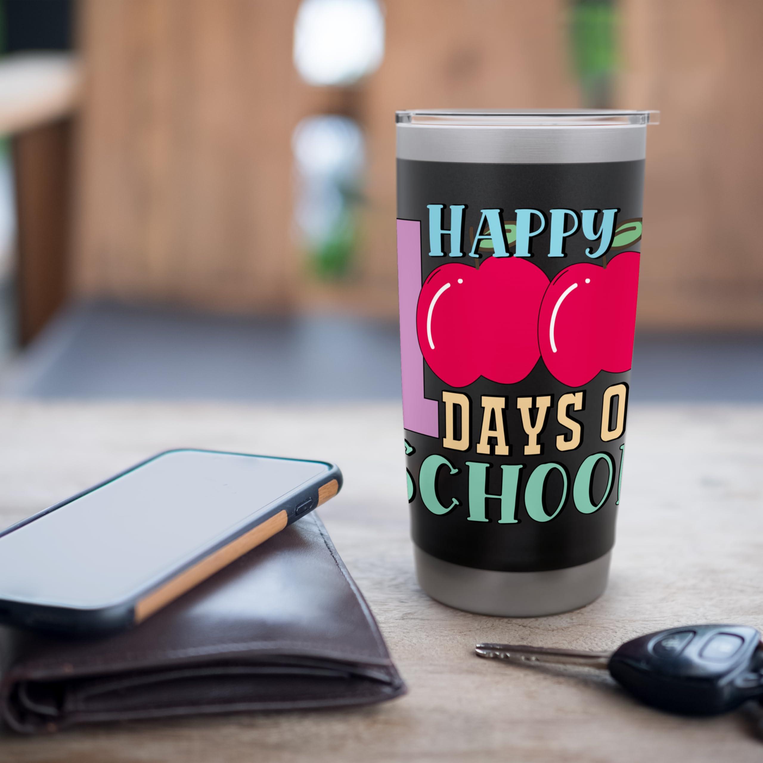 Happy 100 Days Of School Apple Celebration Stainless Steel Insulated Tumbler - Image 7