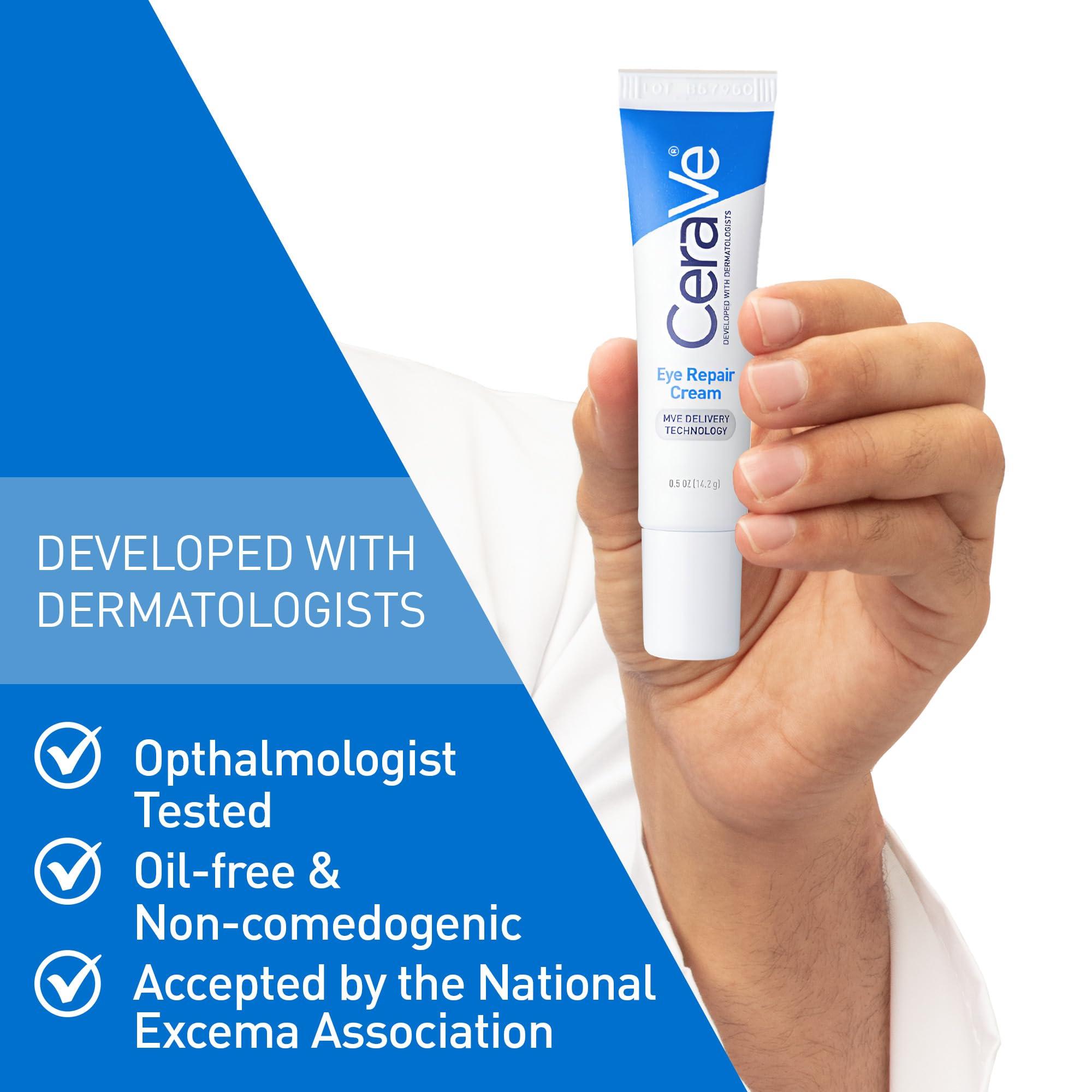 CeraVe Eye Repair Cream, Under Eye Cream For Puffiness And Bags Under Eyes, Hyaluronic Acid + Niacinamide + Marine Botanical Complex, Oil Free & Opthalmologist Tested - Image 4