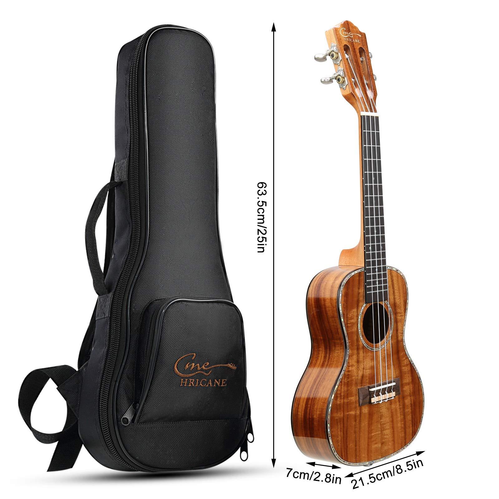 Hricane Professional Concert Ukulele 23 Inch for Adults, Koa Acacia Solid Wood Ukelele Beginners Kit Glossy Satin Finished Body with Gig Bag Tuner Strap Strings Set Pick - Image 8
