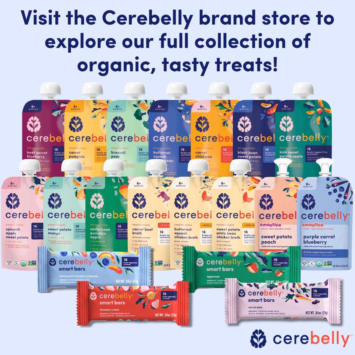 Cerebelly Organic Baby Food Pouches Variety Pack – Organic Veggie Purees for Toddlers | No Added Sugar, Fiber, Non-GMO | Blended Toddler Pouches | 4 Ounce BPA-Free Pouch | 4 Flavors | 8 Count - Image 9