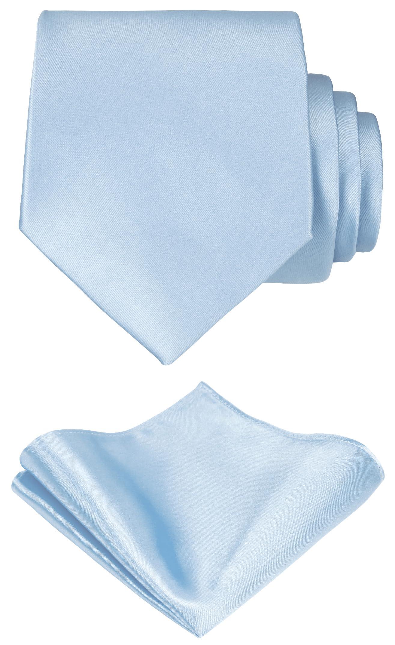 TIE G Solid Satin Woven dyed Color Formal Necktie and Pocket Square Sets in Gift Box