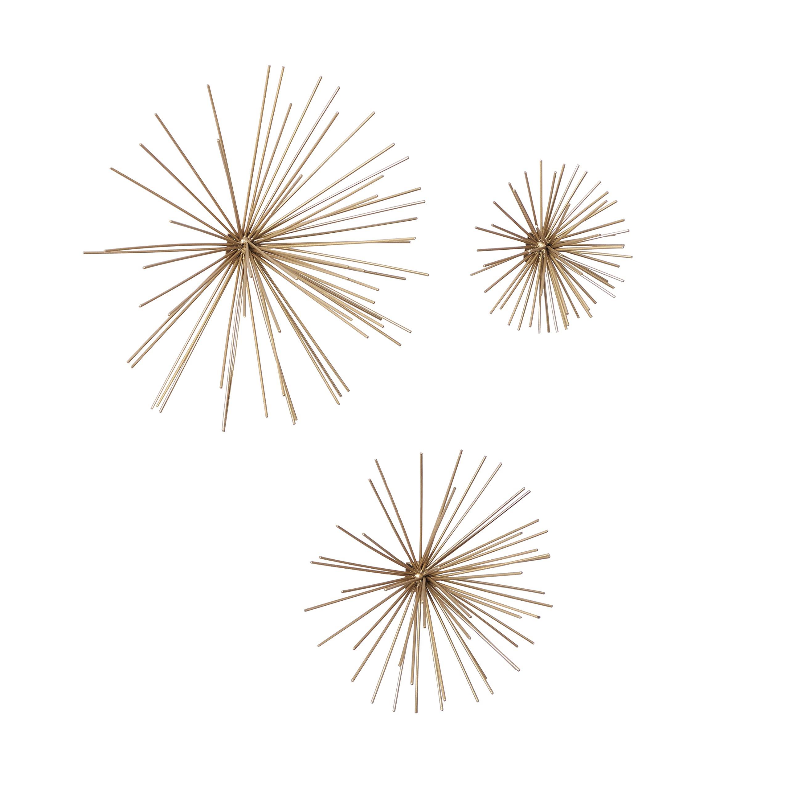 Deco 79 Metal Starburst 3D Long Spike Wall Decor, Set of 3 6", 9", 12"W, Gold - Image 3