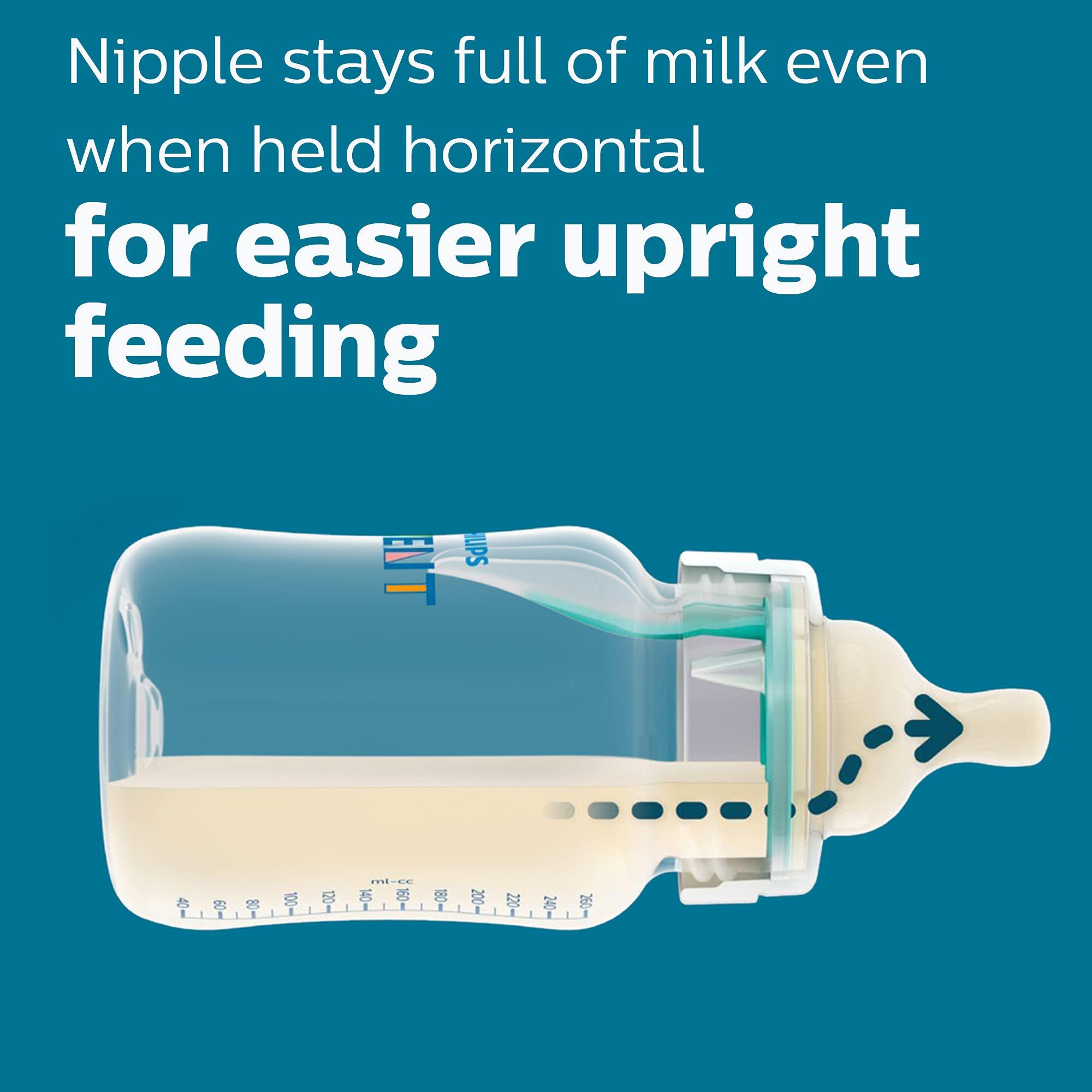 Philips Avent Anti-Colic Bottle with AirFree Vent, 4oz, with Flow 1 Nipples, 0m+, 4pk, Clear, SCY701/04 - Image 4