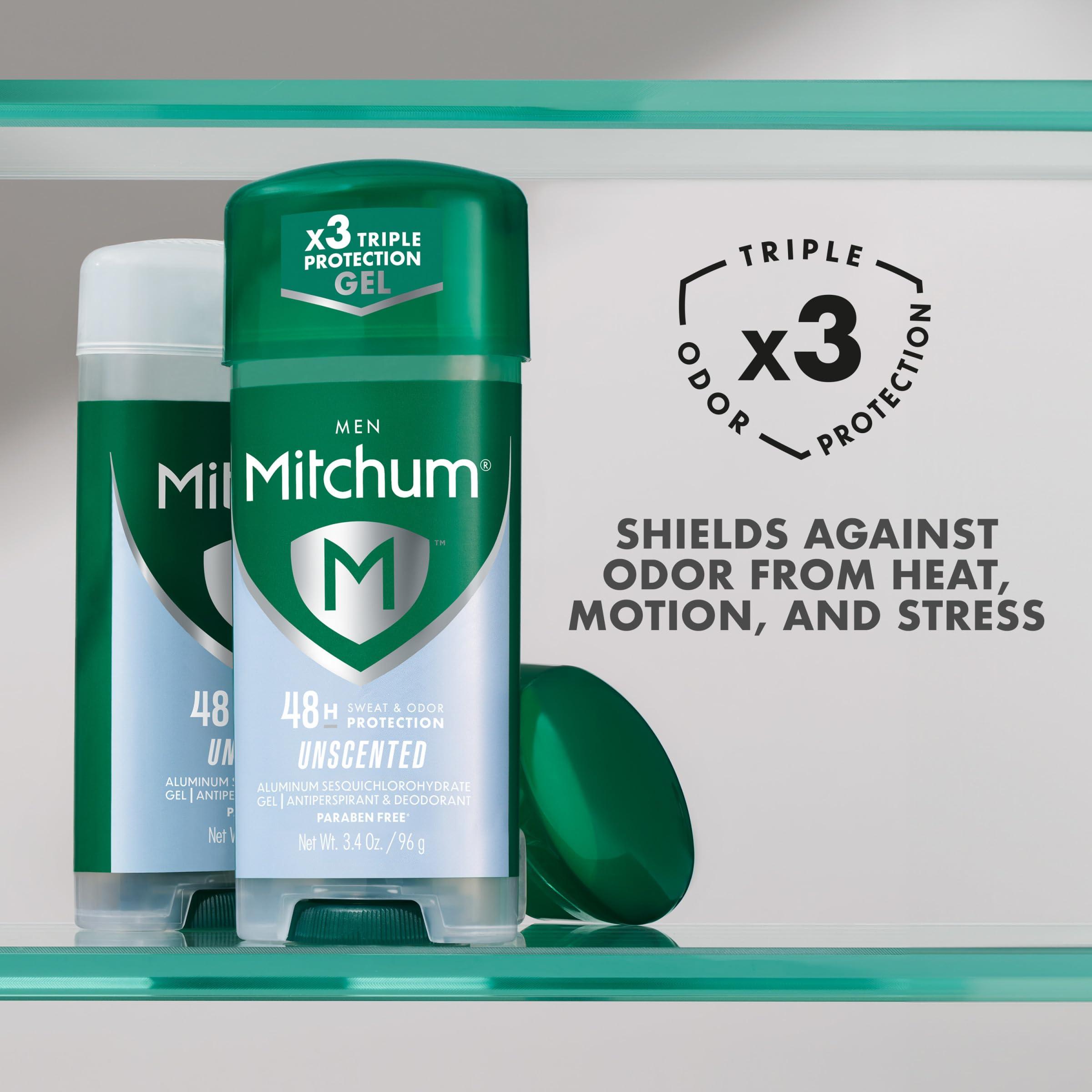 Mitchum Men's Deodorant, Antiperspirant, Triple Odor Defense Gel Stick, 48 Hr Protection, Dermatologist Tested, Alcohol Free, Unscented, 3.4 Oz (Pack of 2) - Image 4