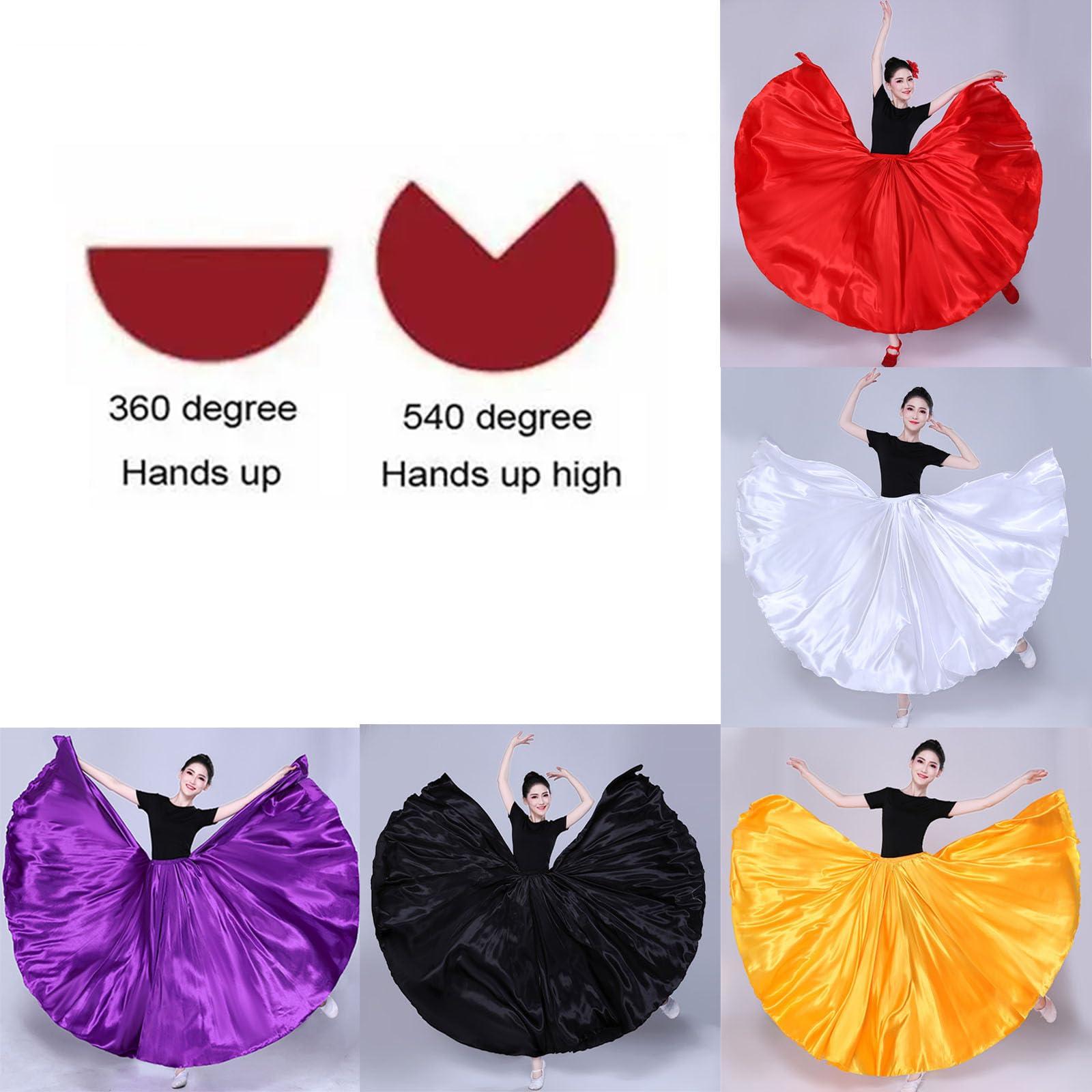 Women Satin Full Circle Ankle Length Swing Long Skirt Belly Dance Costume for Stage Performance - Image 7