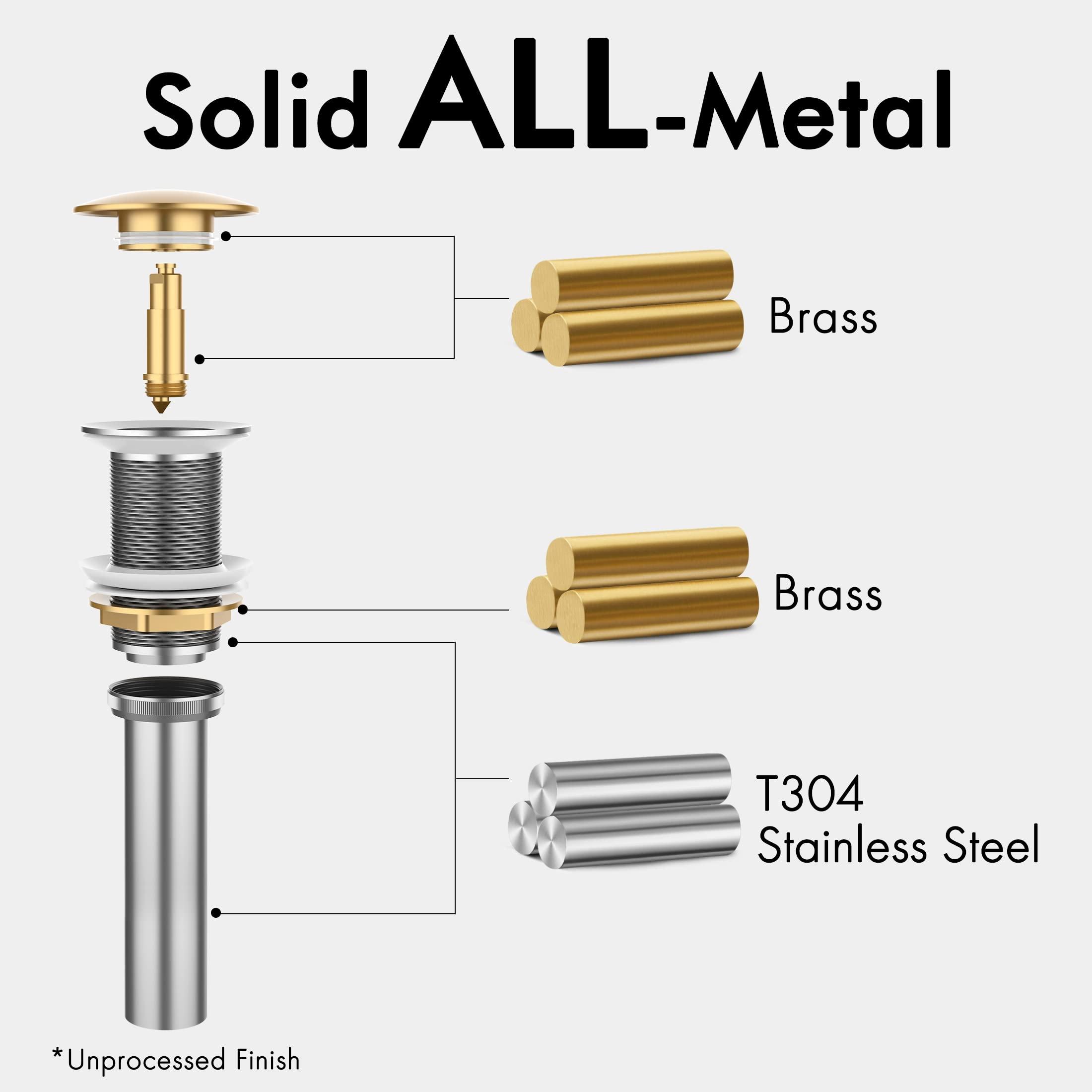 KES Bathroom Sink Drain Without Overflow Vessel Sink Lavatory Vanity Pop Up Drain Stopper Matte Black, All Metal Rustproof Brass and 304 Stainless Steel, S2008D-BK - Image 3