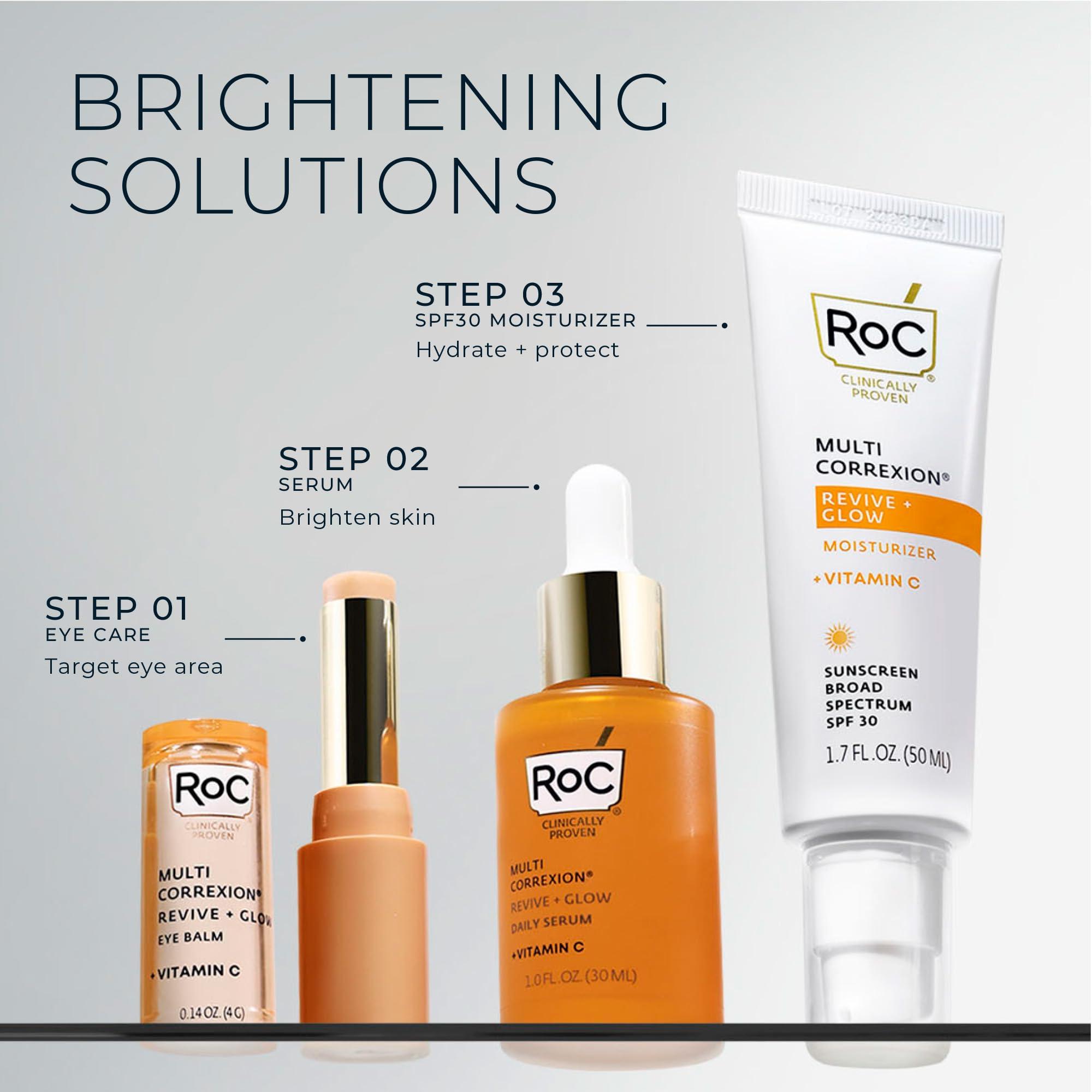RoC Multi Correxion Revive + Glow Vitamin C Eye Balm (0.14 oz) with Retinol Eye Cream Packette - Image 7
