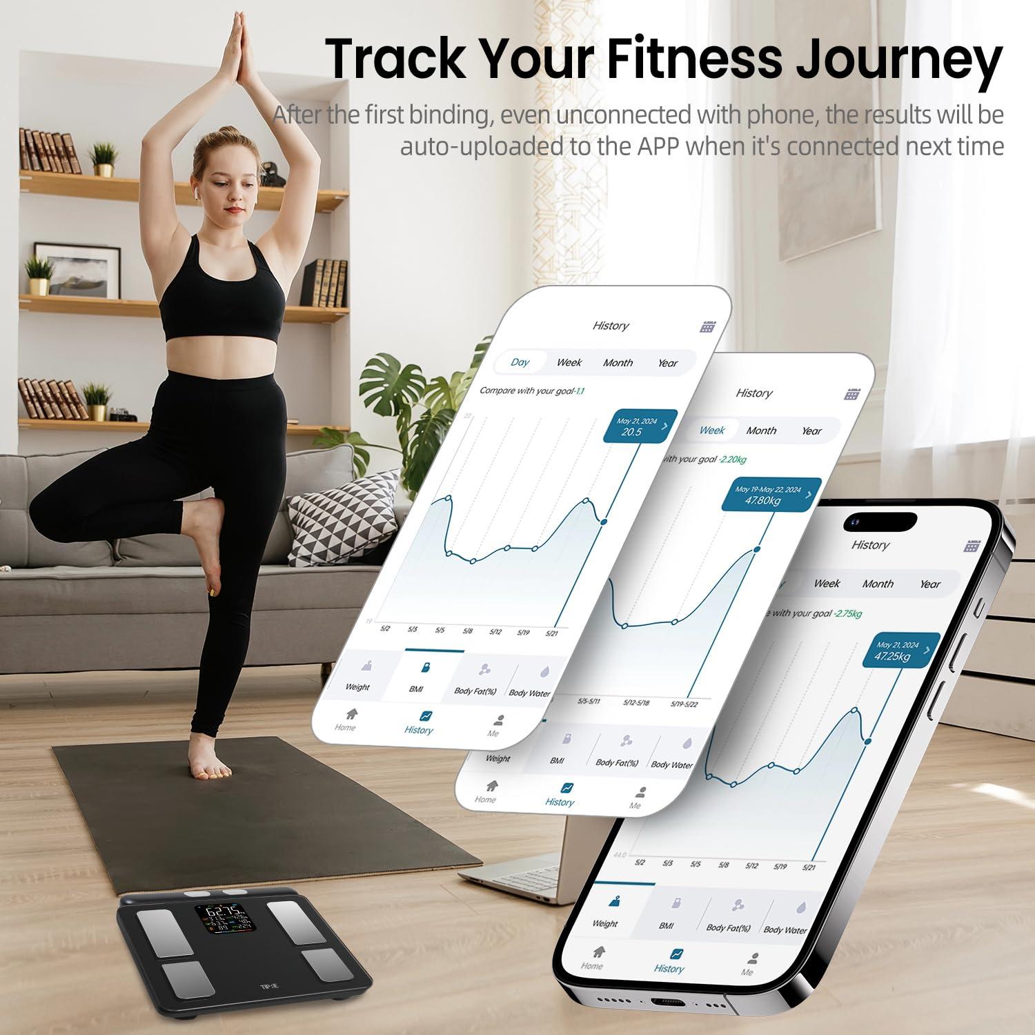 TIPRE Smart Scale for Body Weight 8-Electrode Digital Weight Scale for Body Fat Bathroom Scale with BMI Full Body Composition Analysis with Bluetooth Health Monitor for Weight Loss, 400lb - Image 5