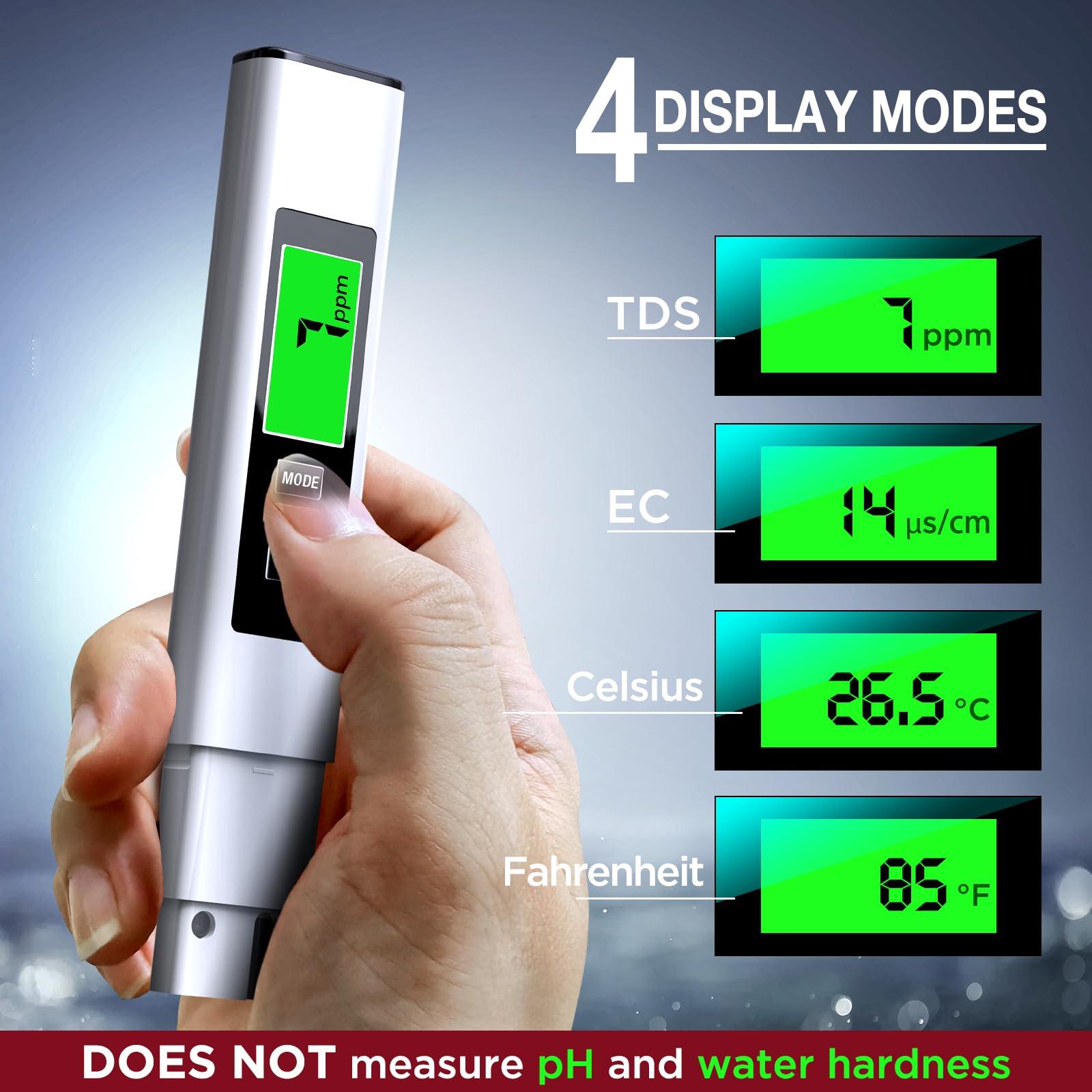 2025 All-New 4 in 1 Tds Meter Digital Water Tester - Accurate and Reliable TDS EC & Temp(°C,°F) Meter - 0-9990ppm - Professional Testing for Drinking Water, RO/DI System, Aquariums etc - Image 3