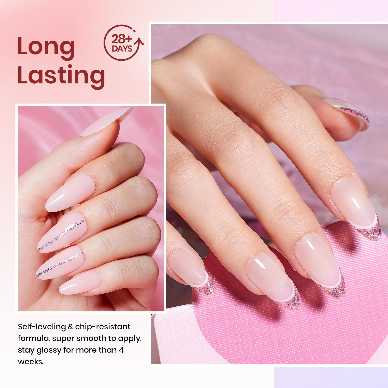 Beetles Jelly Gel Nail Polish Set, 6 Colors Jelly Gel Polish Kit Nude Pink Neutral Nail Art Design Sheer Translucent Gel Nail Kits Soak Off Uv Nail Lamp Cured Nail Manicure Gift for Women - Image 6