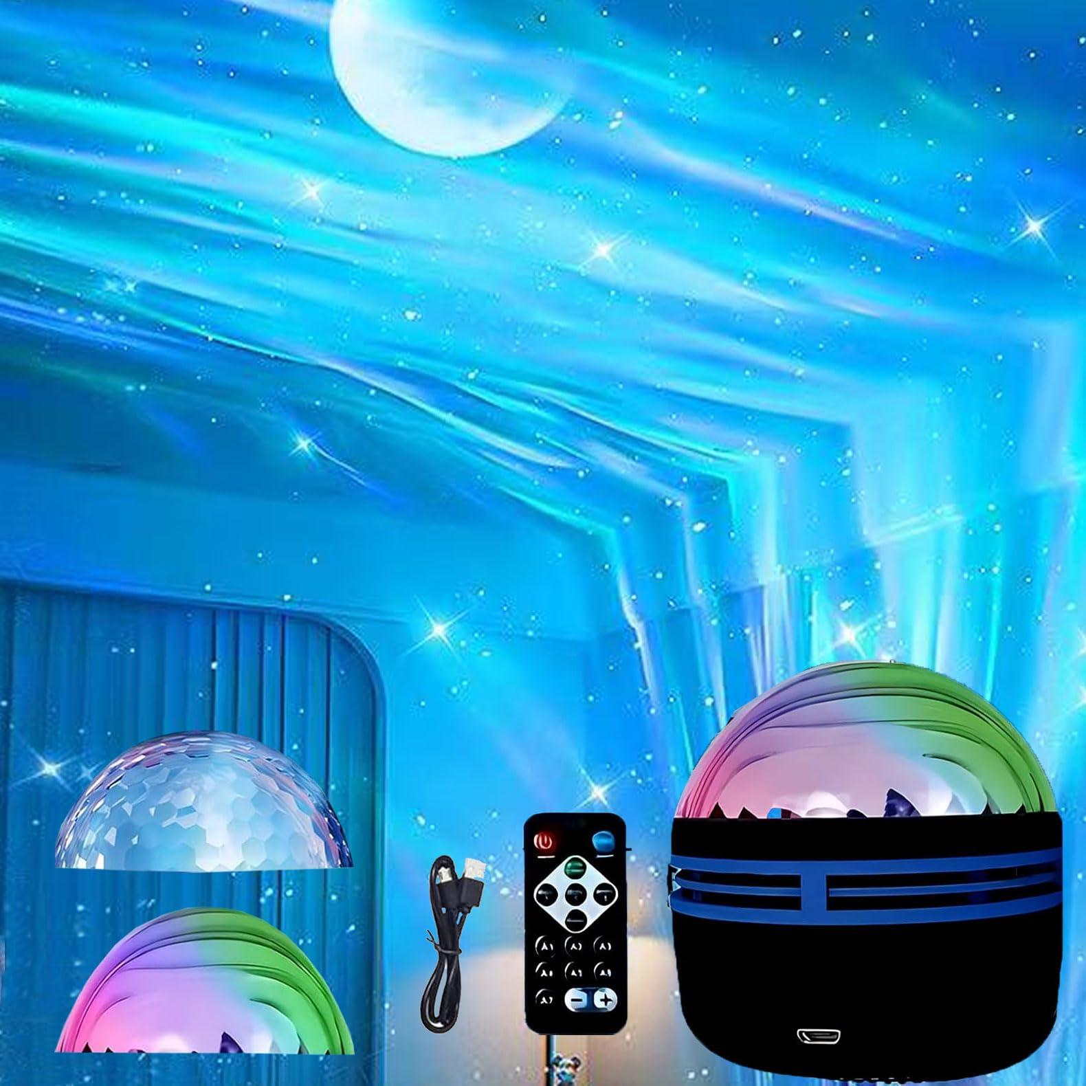 2 in 1 Northern Lights and Ocean Wave Projector, Light Projector with 14 Light Effects,USB Recharge RGB Colorful Night Light for Bedroom Home Decor Birthday Christmas Gifts