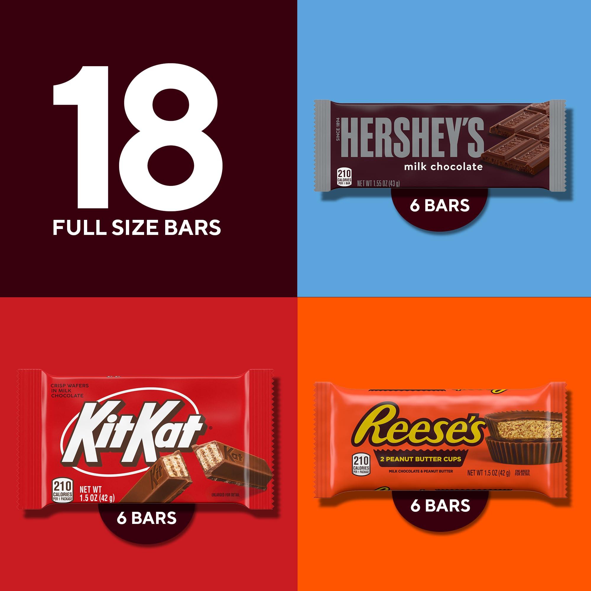 HERSHEY'S, KIT KAT and REESE'S Assorted Milk Chocolate Candy Variety Box, 27.3 oz (18 Count) - Image 3