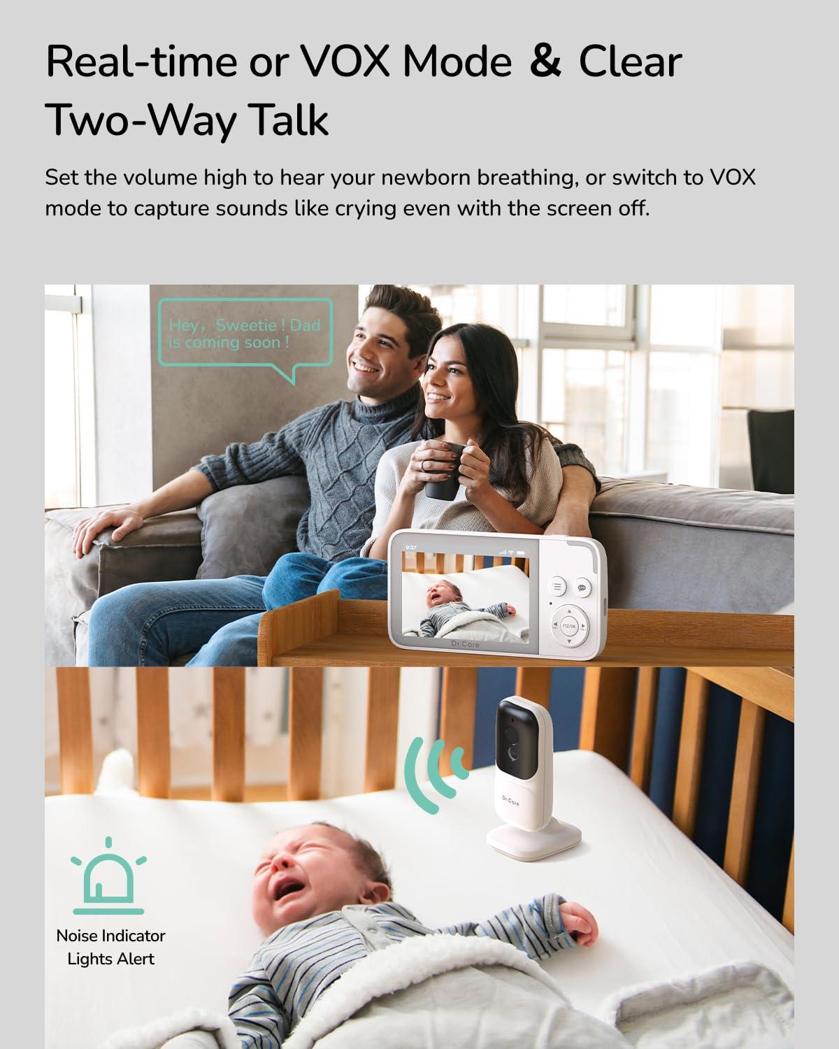 Dr.Care NeoView Video Baby Monitor with 2 Cameras-3.5” Screen, 2-Way Audio, Video Loop Recording, Night Vision, Real-Time/VOX Monitoring, Temperature Sensor, Lullabies, No Wi-Fi(Supports Up to 128GB) - Image 3