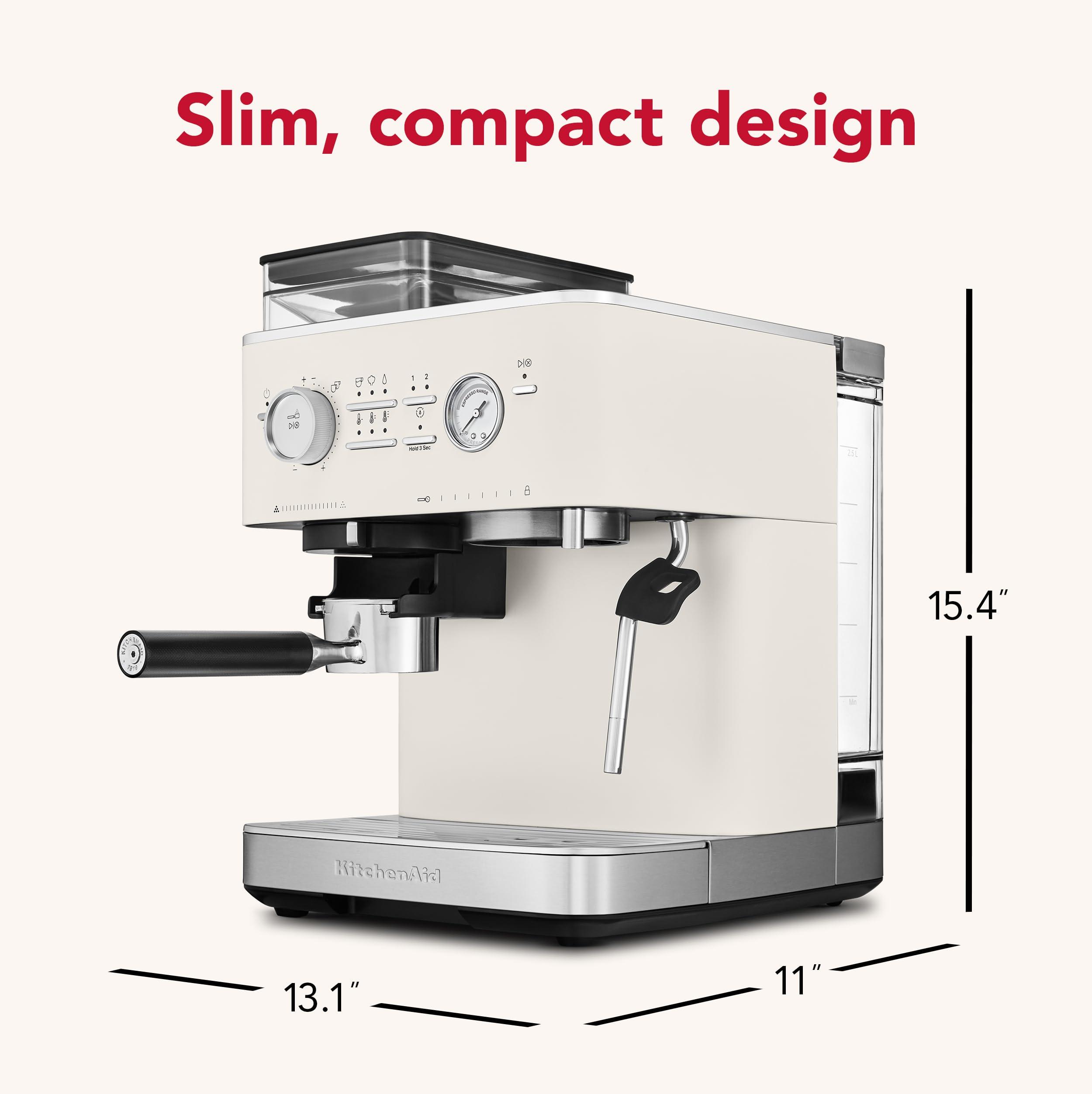 KitchenAid Semi Automatic Espresso Machine with Burr Grinder, KES6551, Porcelain White - Image 3