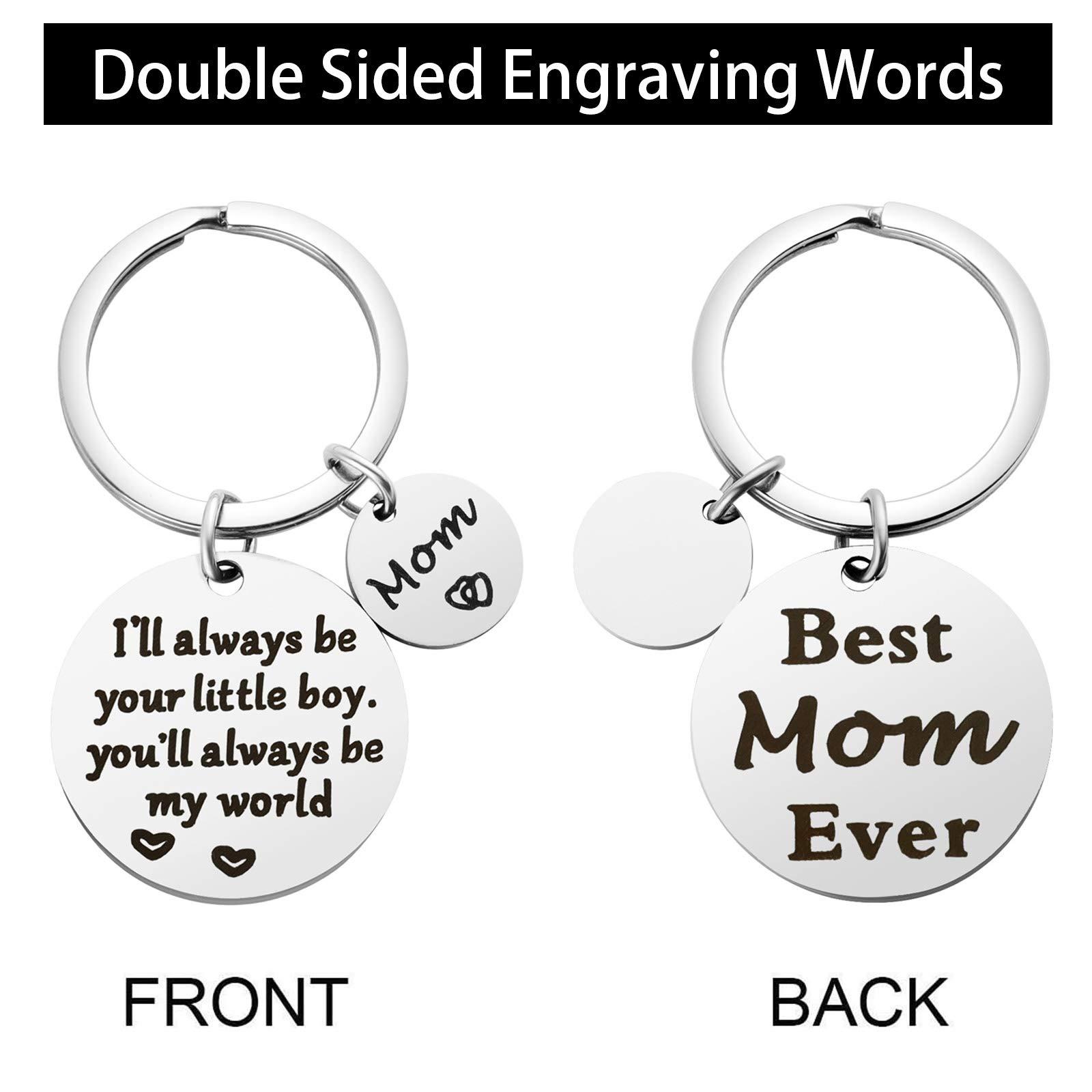 Mothers Day Gifts, Mom Gifts from Son for Birthday, I'll Always Be Your Little Boy, You Will Always Be My World, Best Mom Ever Keychain for Valentines Day Christmas Stocking Stuffers - Image 2