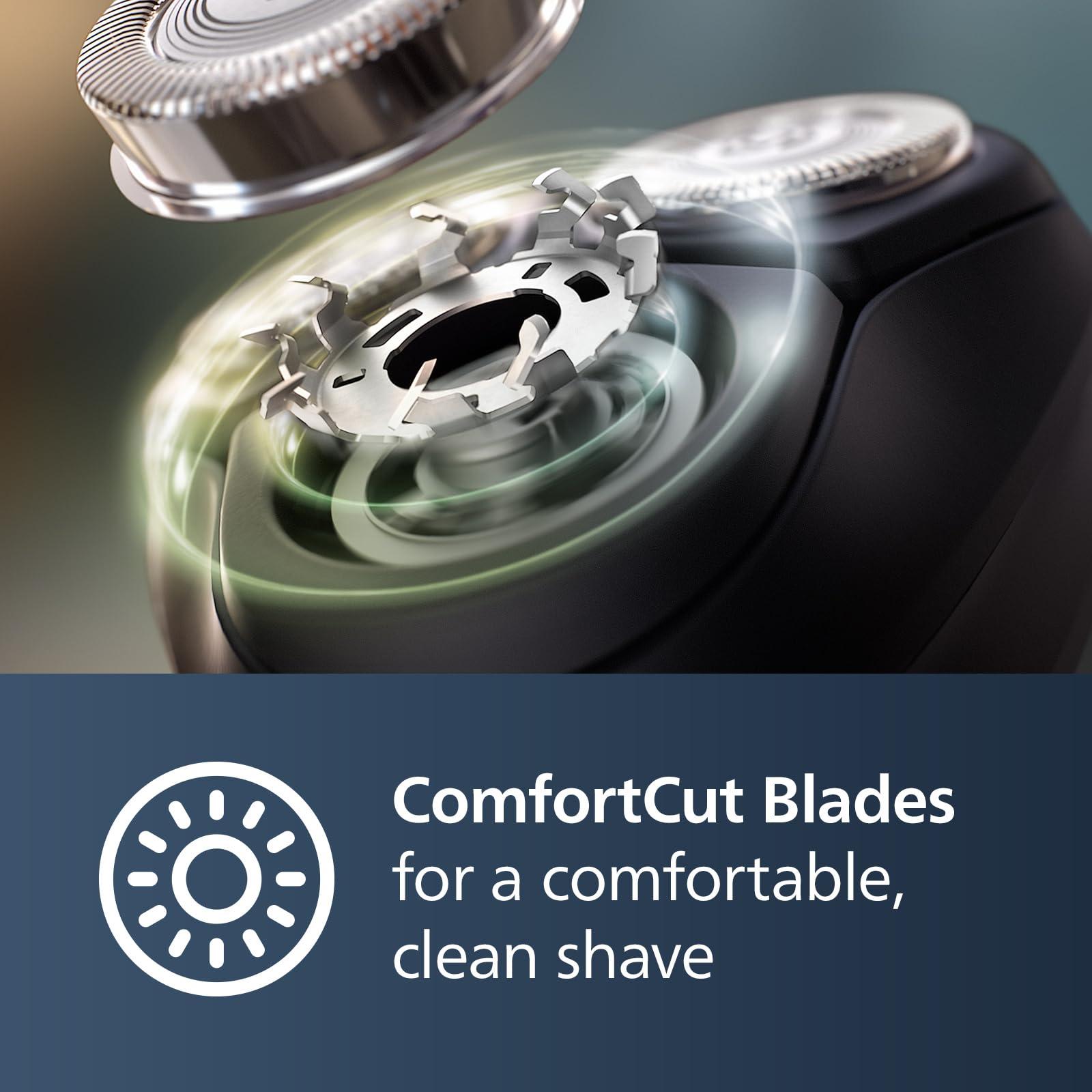 Philips Norelco Shaver 1100 Series, Dry Electric Shaver, 27 Self-Sharpening ComfortCut Blades, 4D Floating Heads, P-Cap, Deep Black, Model S1016/90 - Image 3