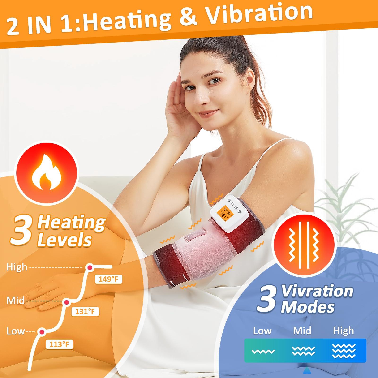 AOKESTE Cordless Elbow Heating Pad for Tennis Elbow Relief,Vibration Massage Heated Elbow Brace for Cubital Tunnel,Rechargeable Heating Pad for Elbow for Tendonitis,Arm Elbow Massager for Pain Relief - Image 4