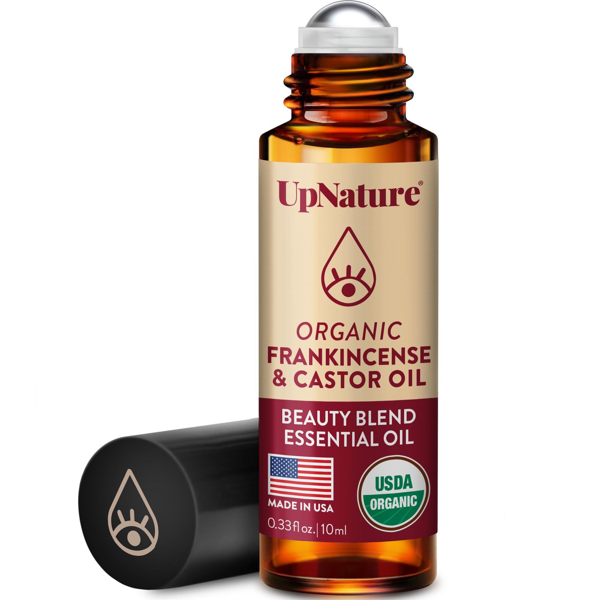 UpNature Beauty Essential Oil Blend Roll On - 100% Organic Castor Oil & Frankincense for Face - Wrinkles Dark Circles Under Eye Roller Ball Rollerball
