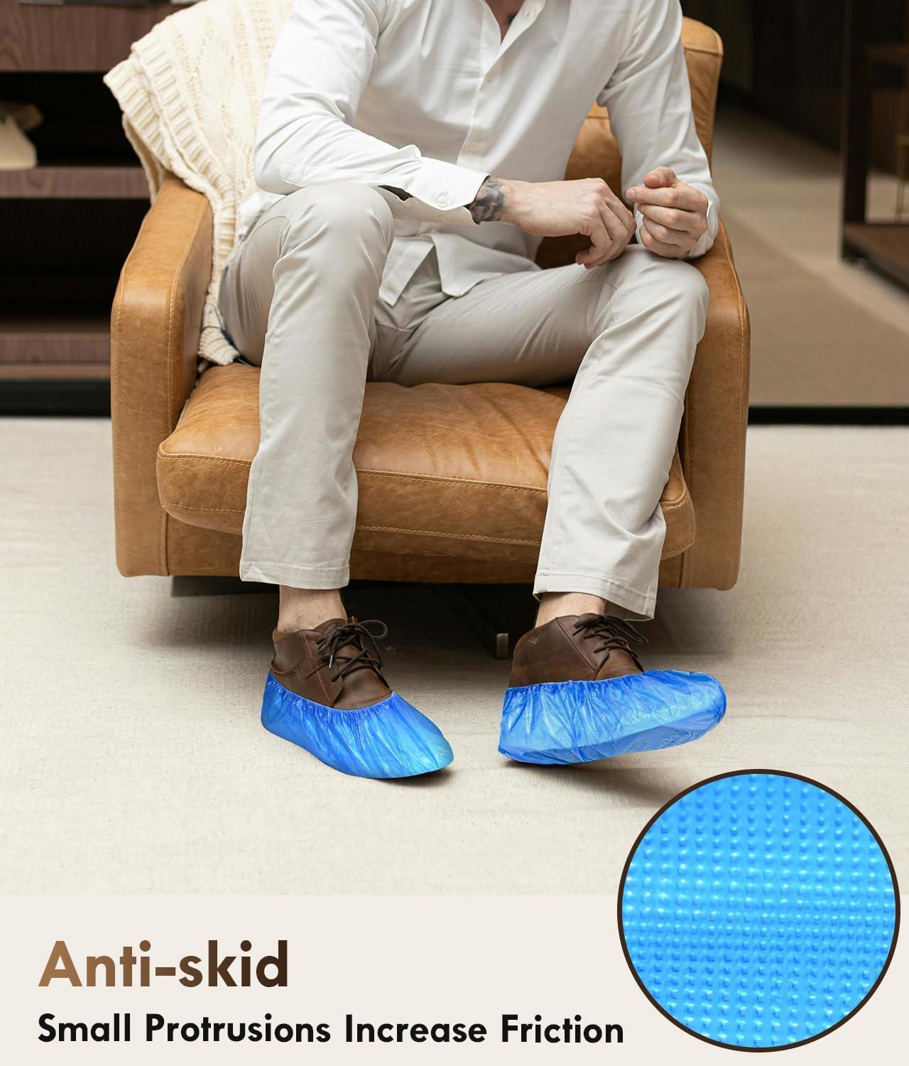 100 Pack (50Pairs) Shoe Covers Disposable Non-Slip, Waterproof Boot Covers with Compact Roll for Easy Storage, Plastic Shoe Covers for Indoor Use, Home Cleaning,Visting, One Size Fits Most - Image 2