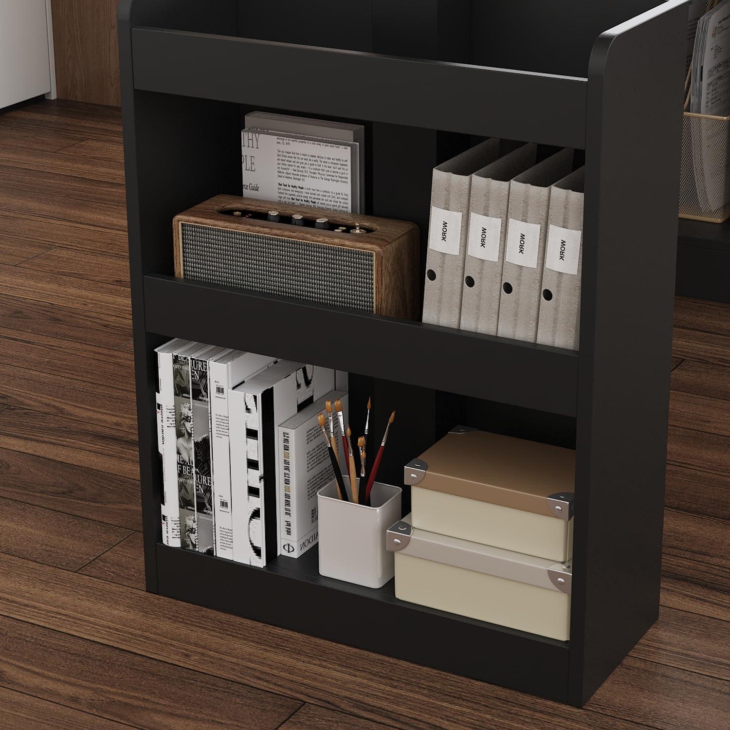 MOUMON Electric Standing Desk with Drawers and Shelves, Executive Adjustable Height Desk, L-Shaped Design, 63 inch Tabletop, for Office Deep Brown and Black (63”W x 63”D x 28.4-45.8”H) - Image 6