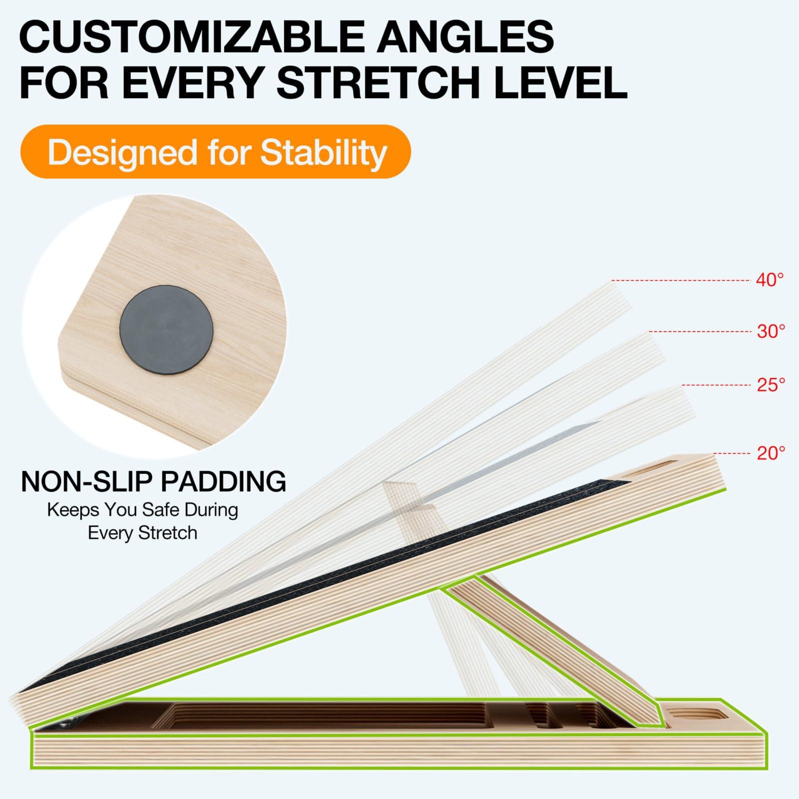 TEMI Slant Board for Calf-Stretching - Wooden Incline Wedge Stretcher for Squats, Foot & Ankle Mobility, Portable Fitness Equipment, Balance Block for Heel Stretch - Image 4
