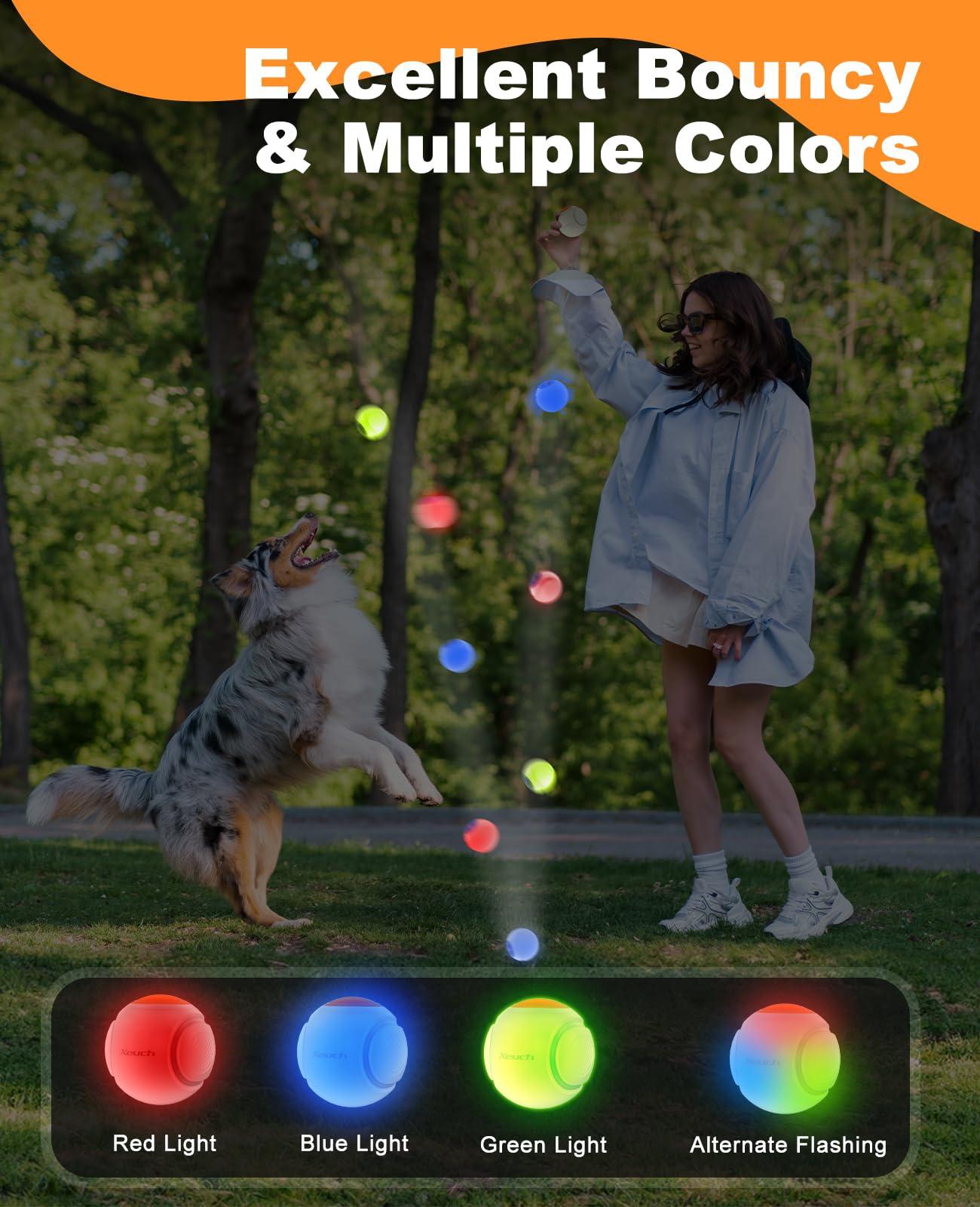 Xeuch LED Dog Ball Rechargeable, Light Up Dog Ball Toys, Bounce-Activated Durable Fetch Ball, Natural Rubber, Unique Scent, 2.5 inches, for Small & Medium Dogs (Orange) - Image 2