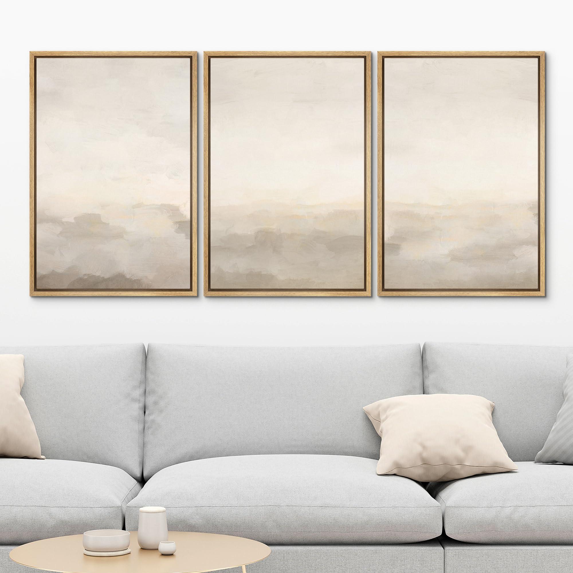 MUDECOR Framed Canvas Print Wall Art Abstract Prints Minimalist Modern Art Neutral Home Decor for Bedroom - 16"x24"x3 NATURAL - Image 2