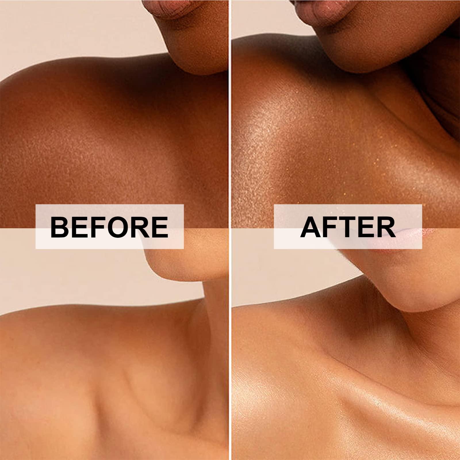 Body Shimmer Oil, Waterproof Long Lasting Moisturizing Body Luminizer Glow For Face , Liquid Illuminator Highlighter 1oz/Jars, Makeup Brush Include (Glistening Bronze #03) - Image 5