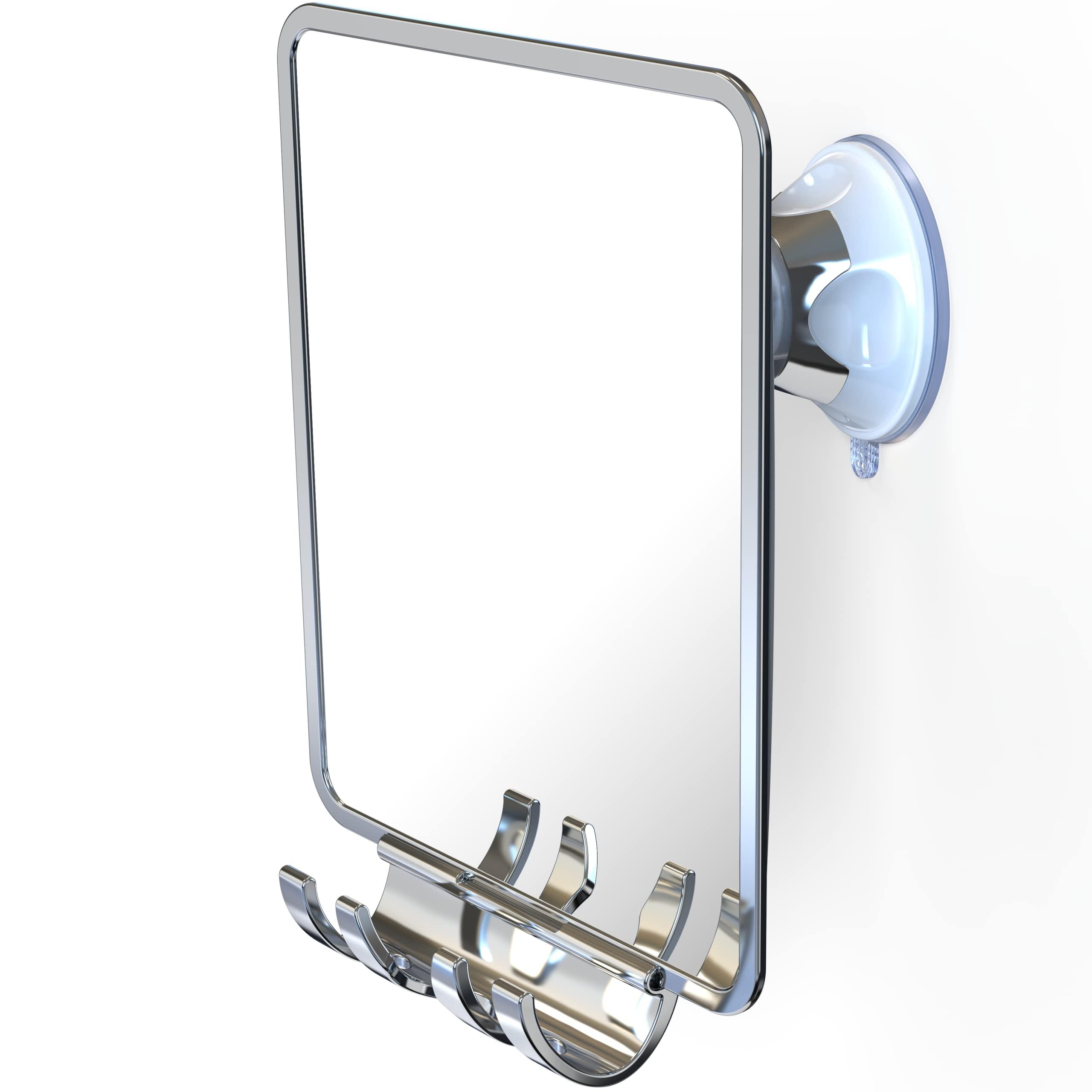 Luxo Shower Mirror, Shower Mirror fogless for Shaving with a Removable Razor Holder - Shaving Mirror for Shower with a Powerful Suction Cup - Shatterproof fogless Mirror for Shower - Image 1