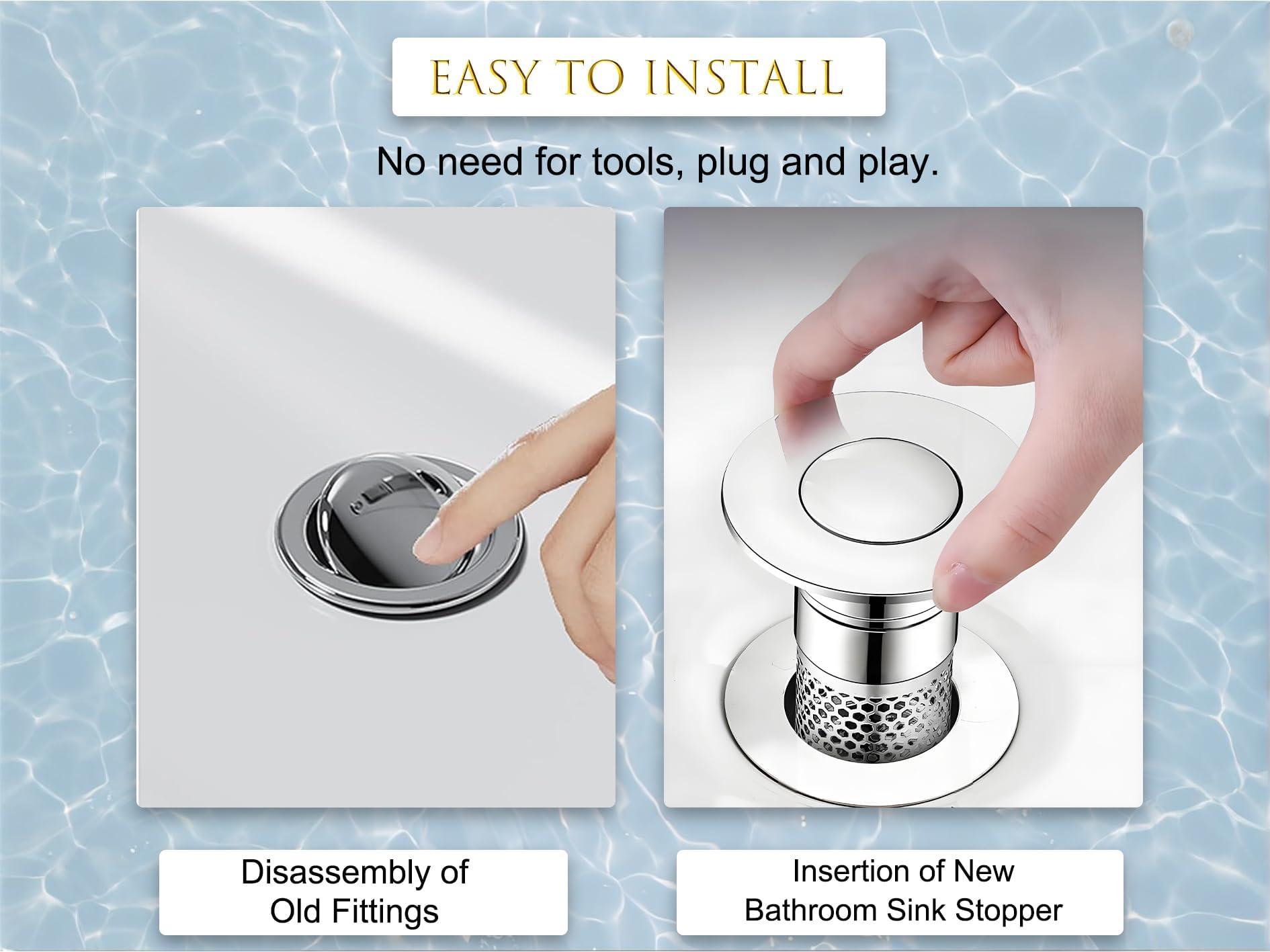 2PCS Bathroom Sink Drain Strainer,Stainless Steel Bathroom Drain Filter,Drain Plug Filter,Hair Catching Sink Drain,Floor Drain Filter,Bathroom Drain Sink Stopper. (Silver-b) - Image 8