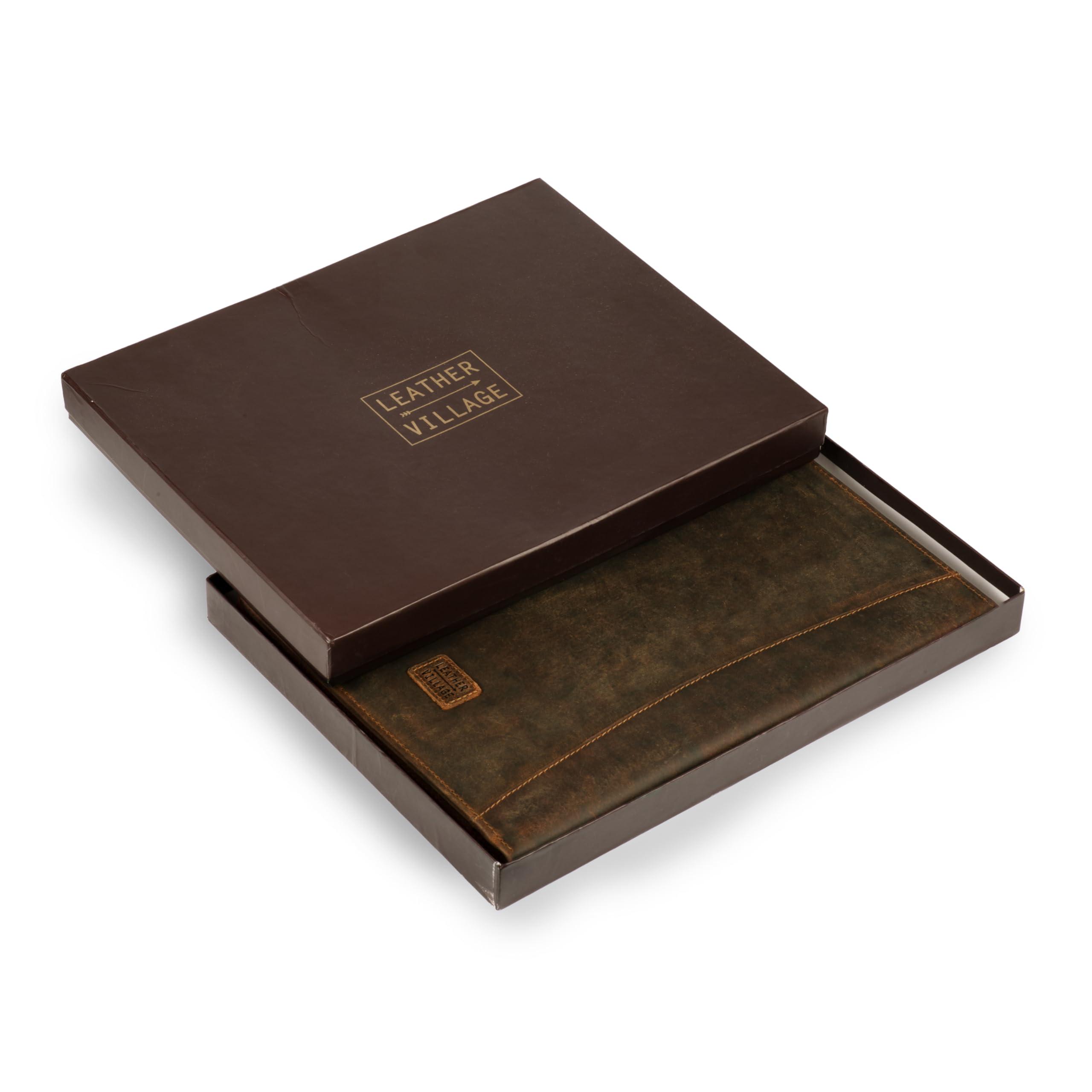 Leather Village Leather Portfolio Organizer - Professional Business Padfolio for Men & Women - Stylish Document Card Holder, Resume Folder, Folio for A4/Letter Size Writing Legal Pad, Brown - Image 3