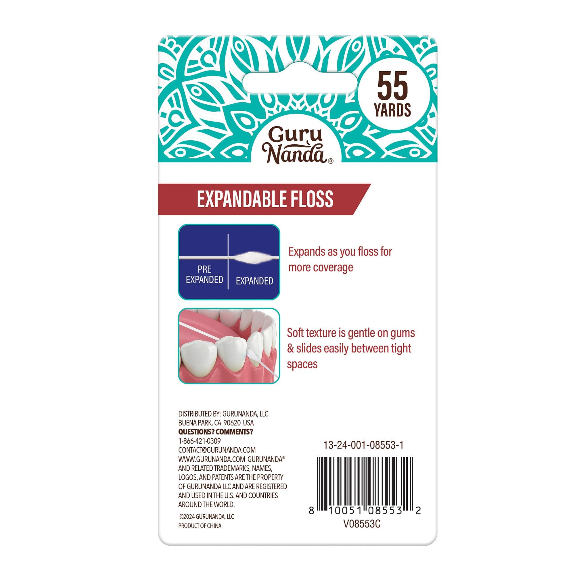 GuruNanda Expandable Waxed Dental Floss for Gentle, Deep Cleaning Wide Teeth Flossing - Cinnamon Flavor - 55 Yards - Image 8