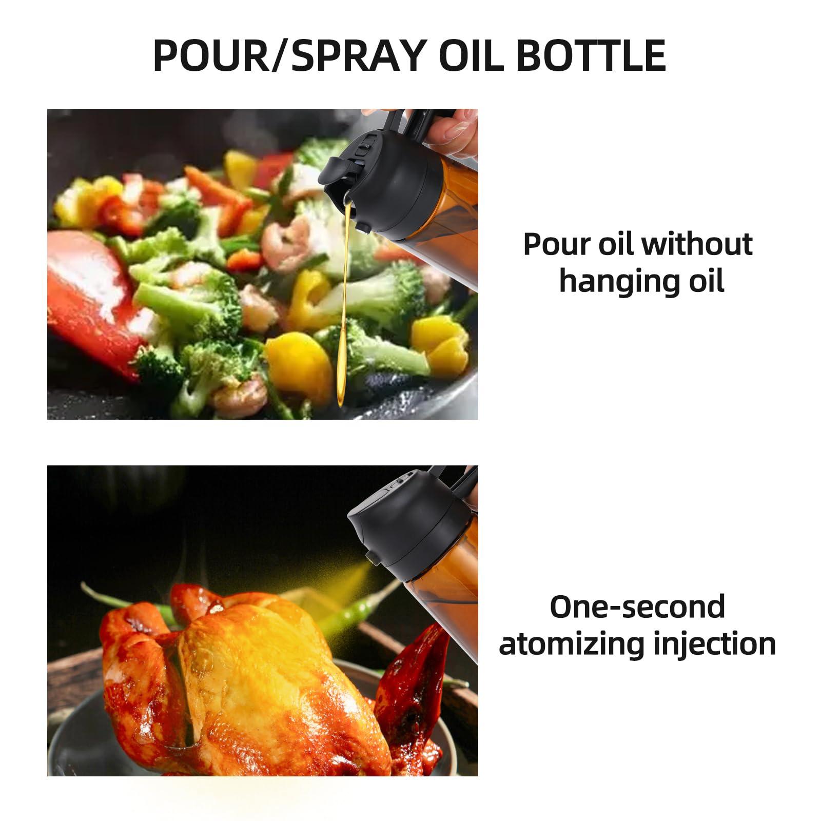 Aovdy Olive Oil Sprayer, Oil Dispenser Bottle Spray and Pour Container - 16oz Oil Sprayer for Cooking Oil Dispenser for Kitchen 470ml for Kitchen Cooking Salad BBQ (Dark Brown) - Image 7