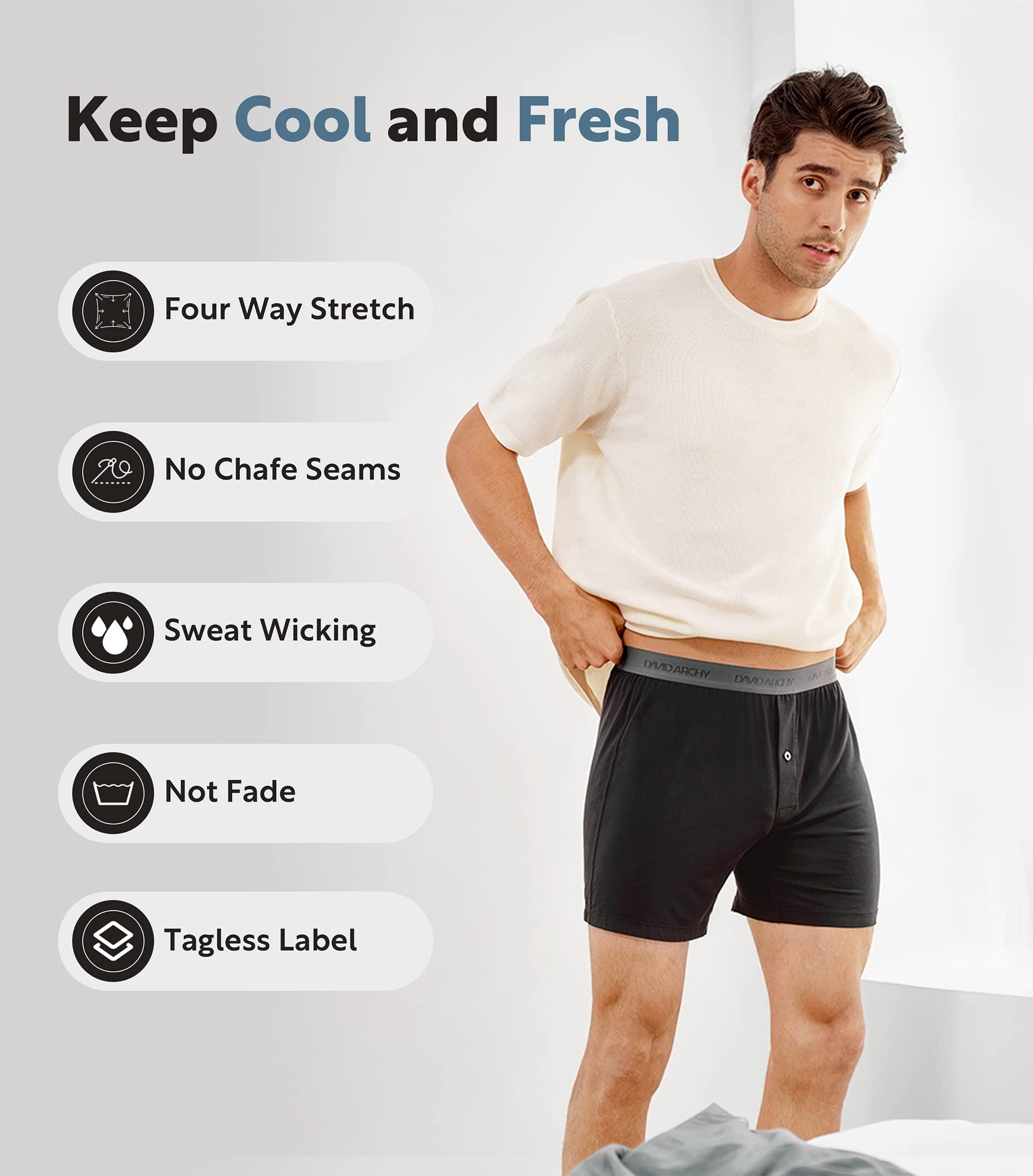 DAVID ARCHY Mens Underwear Bamboo Rayon Boxers for Men Breathable and Cool Men's Boxer Shorts with Button Fly 3 or 5 Pack - Image 3