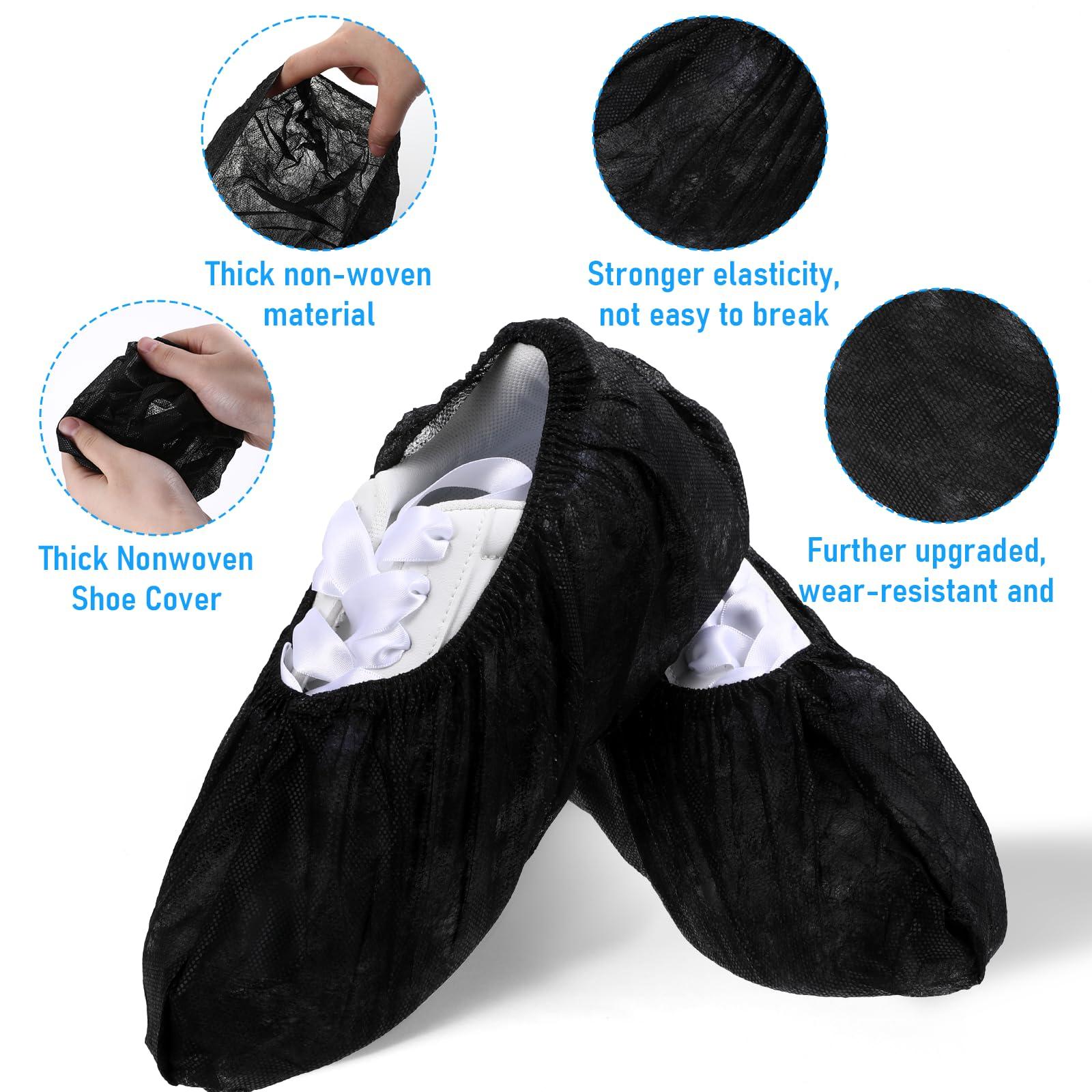 Black Shoe Covers Disposable 200Pack (100Pairs) Waterproof Shoe Booties Cover Non Slip Thicker Black Shoe Covers for Shoes Home Floors Carpet Indoor - Image 5