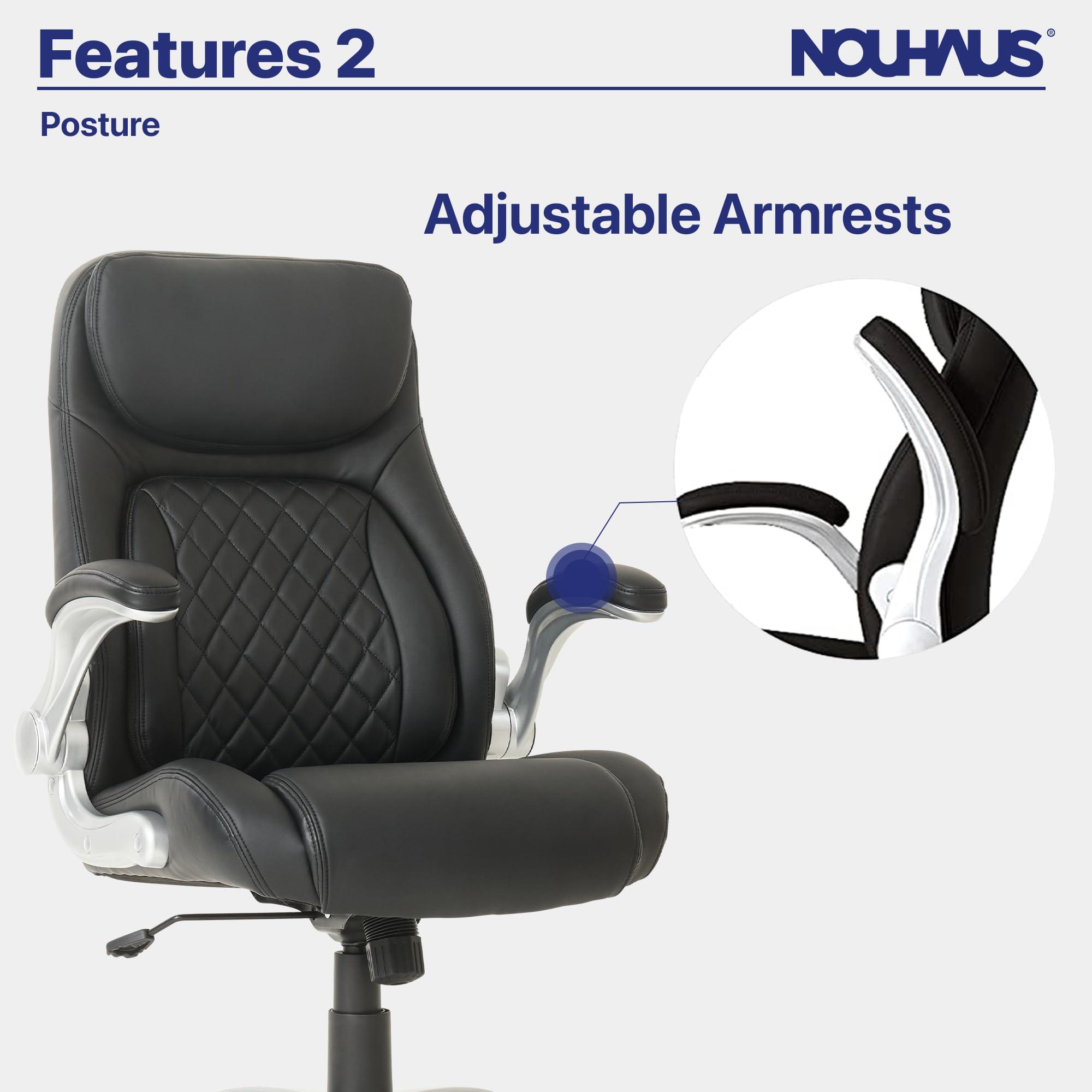 Nouhaus +Posture Ergonomic PU Leather Office Chair. Click5 Lumbar Support with FlipAdjust Armrests. Modern Executive Chair and Computer Desk Chair (Black) - Image 10