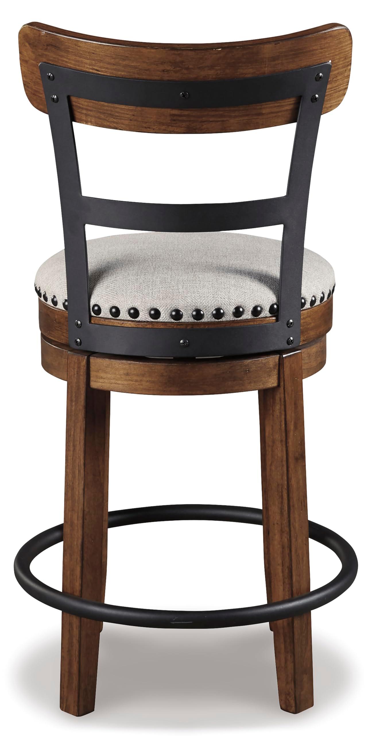 Signature Design by Ashley Valebeck Rustic Farmhouse 24.5” Counter Height Swivel Bar Stool, Brown - Image 5