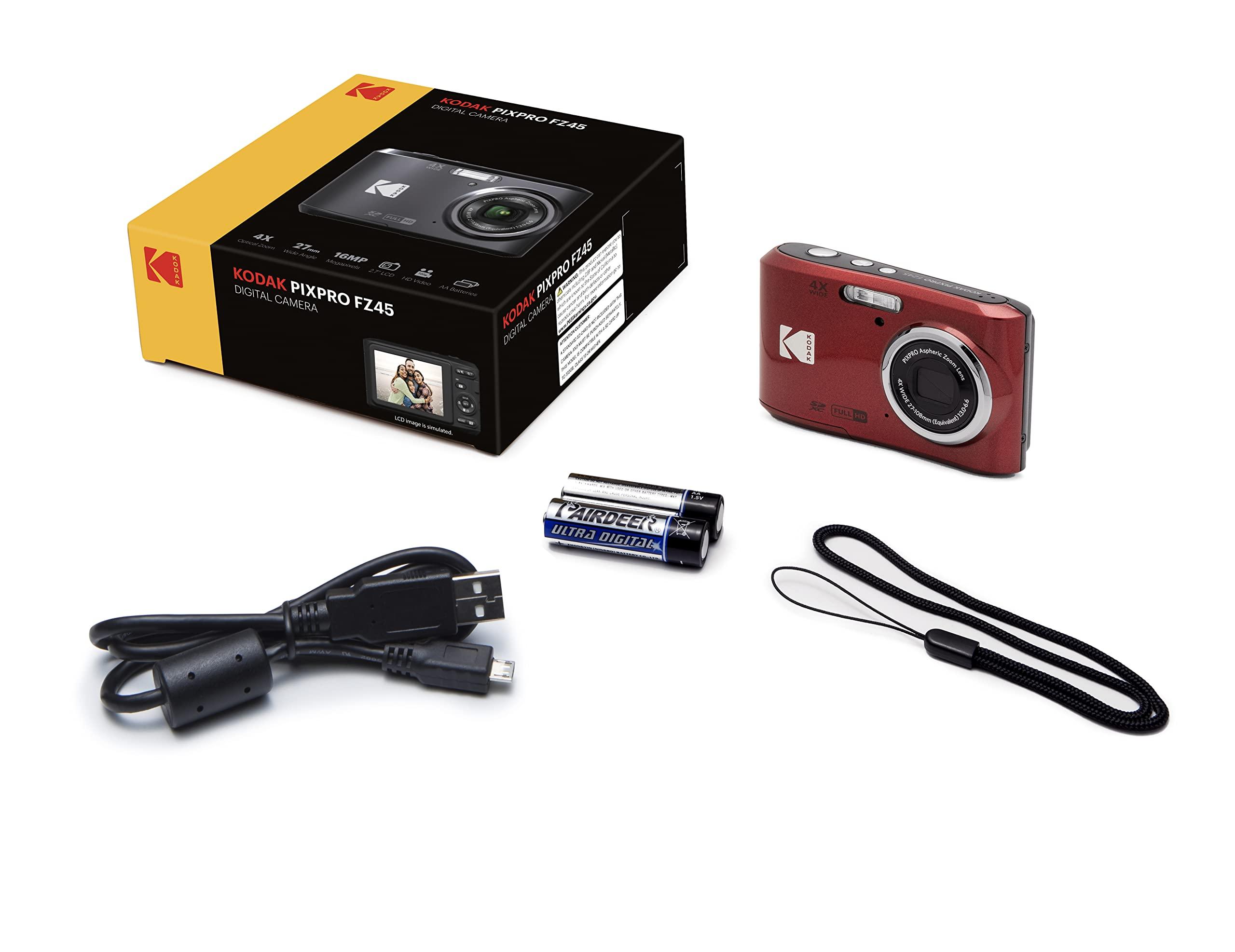 Kodak PIXPRO FZ45 Digital Camera + Black Point & Shoot Camera Case + Transcend 64GB SD Memory Card + Tri-fold Memory Card Wallet + Hi-Speed SD USB Card Reader + More! (Red) - Image 6