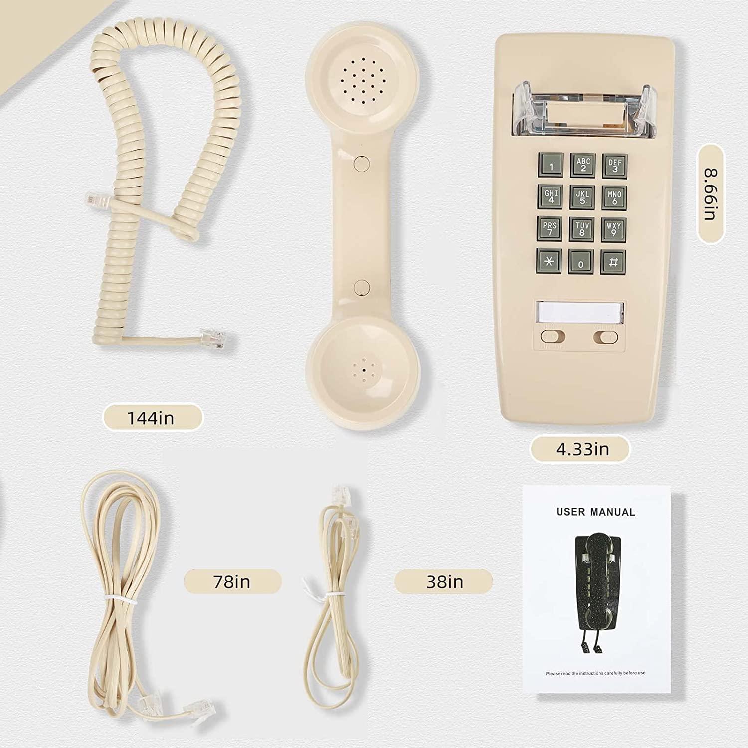 Wall Phone with Classic Design,Corded Wall Phone,Crisp Mechanical Ringer,Easy to Install, Retro Phone, Perfect for Kitchen,Living Room & Bedroom (Beige) - Image 7