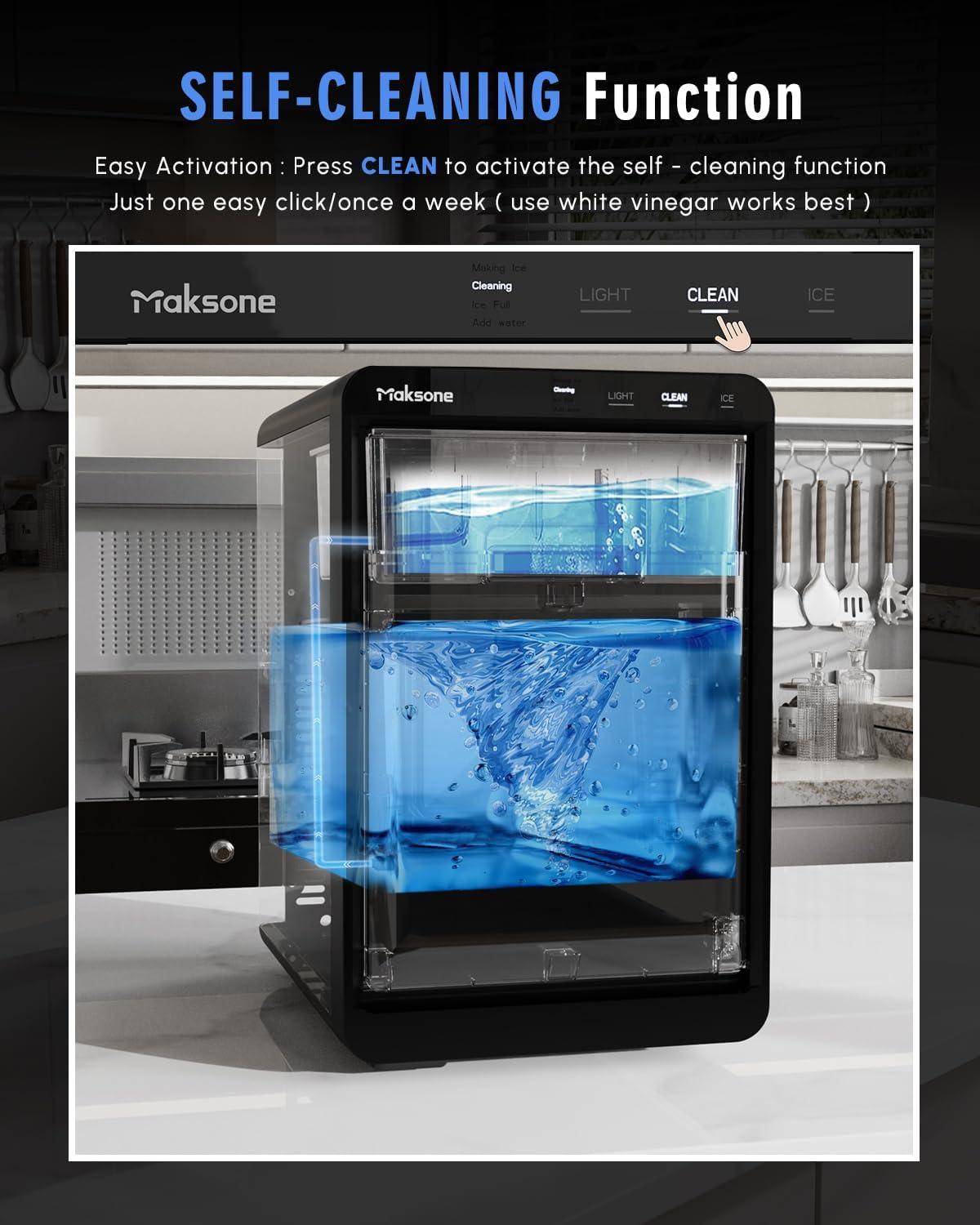 Maksone Countertop Nugget Ice Maker, 44lbs/24H,Ready in 7 Mins,Crushed ice Maker,Sonic Pebble Ice Machine - Image 7