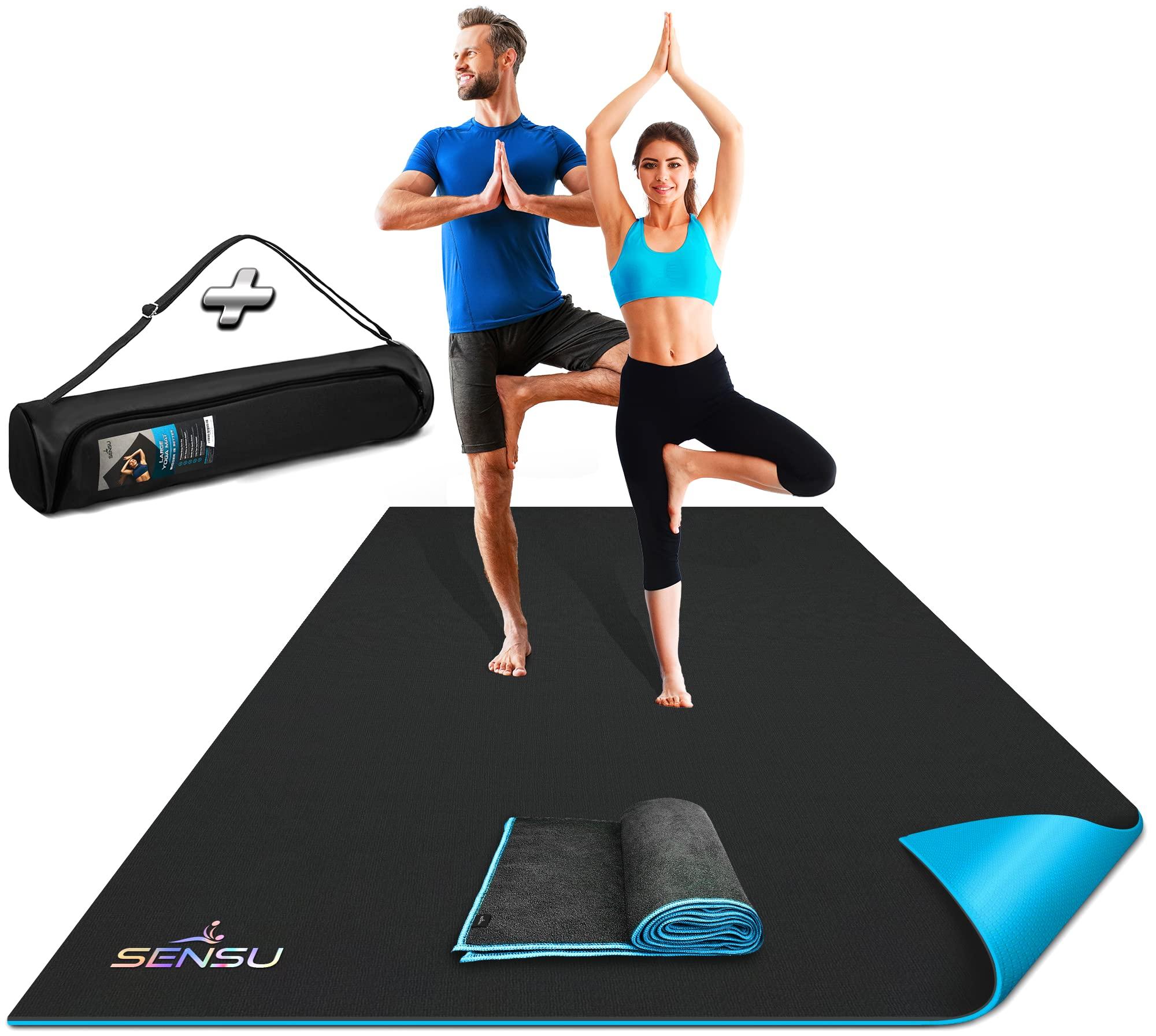 Sensu Large Yoga Mat - 7' x 5' x 9mm Extra Thick Yoga Mat for Men and Women - Non-Slip Surface for Extra Grip - Ideal for Hot Yoga, Pilates, Grounding and Meditation at Home or in Studios