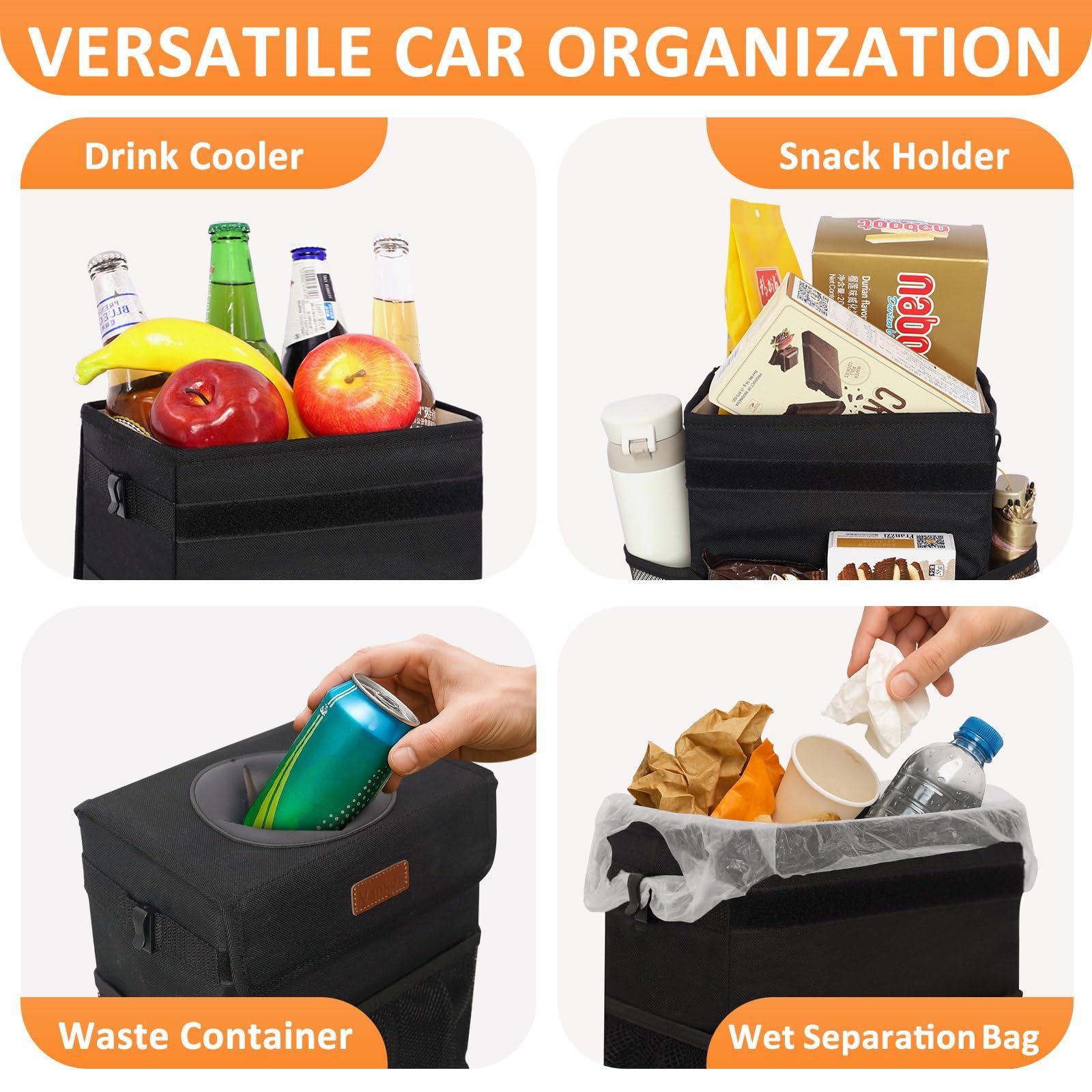 Vankor Car Trash Can Bin with Lid Hanging for Back Seat, Car Accessories for Women Men Leak Proof Automotive Garbage Cans Leakproof Vehicle Trash Can for Truck SUV Black - Image 6